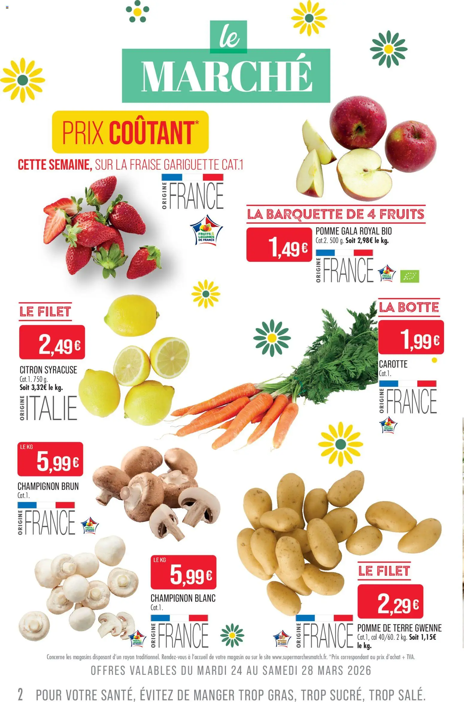 {H1} | Page: 2 | Produits: Fraise, Pomme, Champignon, Carotte