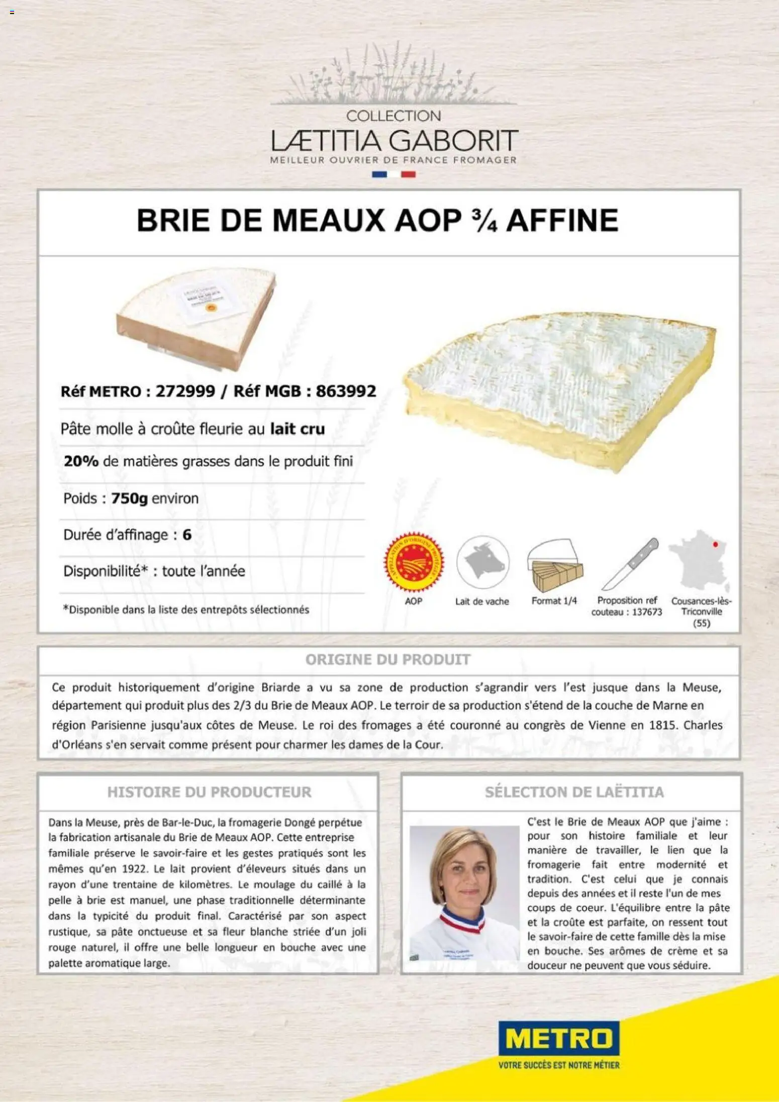 {H1} | Page: 3 | Produits: Couteau, Brie de meaux aop, Lait, Crème