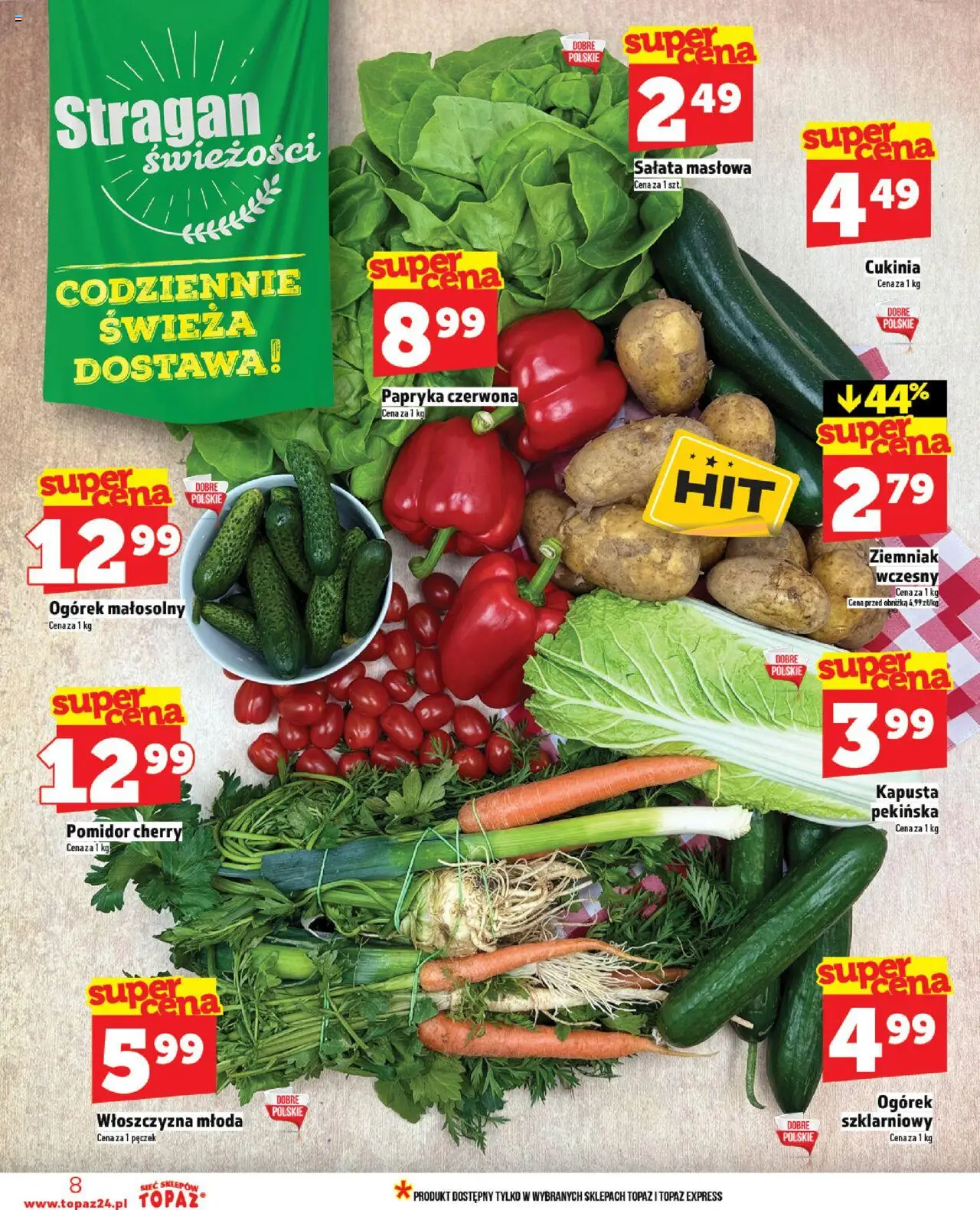 Topaz Gazetka MAZ od 05.06.2025 | Strona: 8 | Produkty: Kapusta pekińska, Papryka, Cukinia, Papryka czerwona