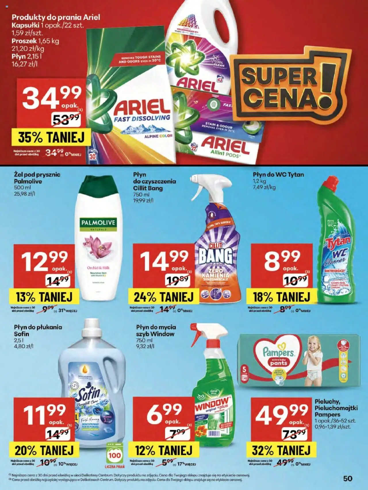 Delikatesy Centrum Gazetka - Sklepy Własne od 14.08.2025 | Strona: 50 | Produkty: Cleaner, Pieluchomajtki, Ariel, Żel pod prysznic