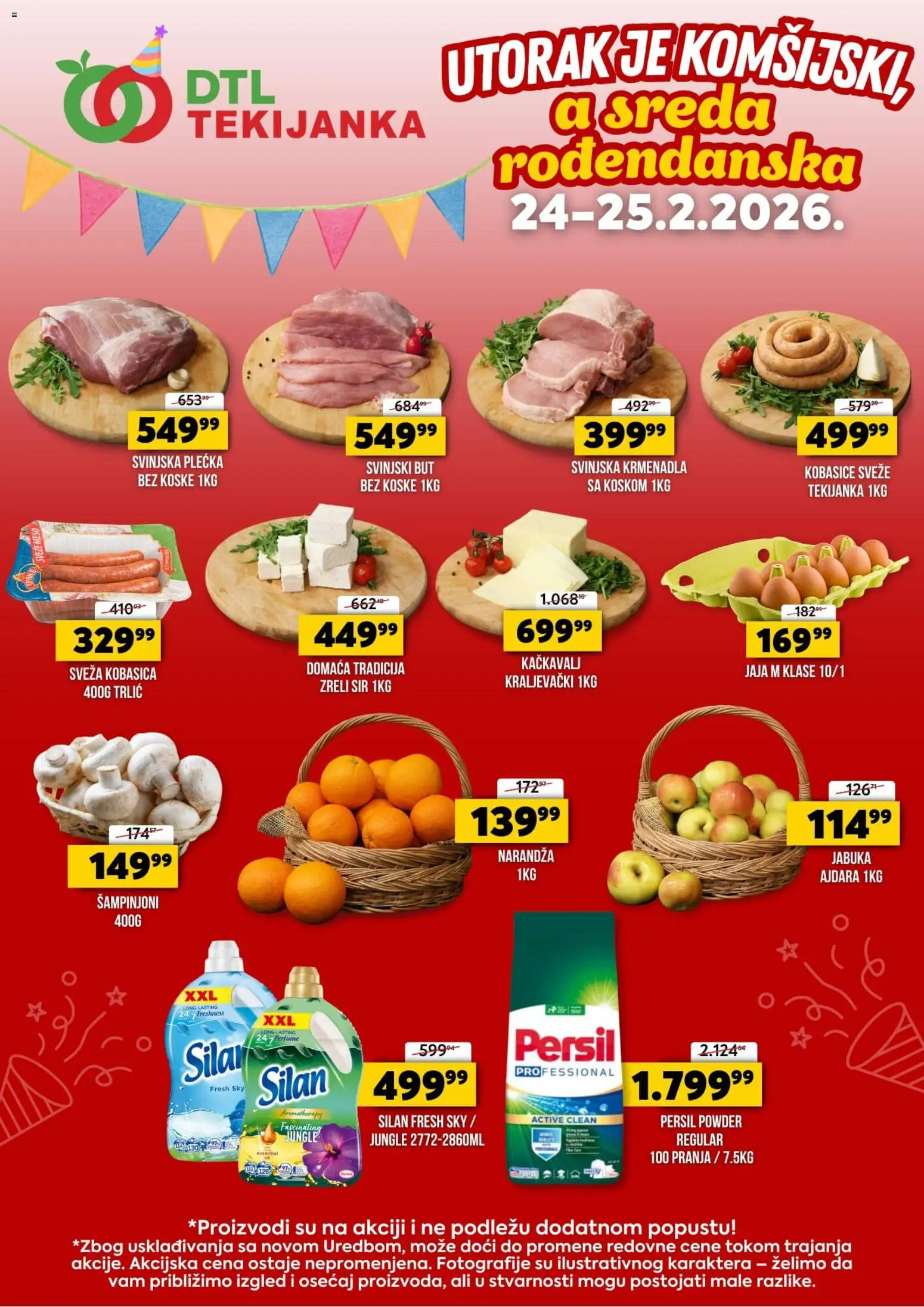 Tekijanka katalog - važi od 24.02.2026 | Strana: 1 | Proizvode: Šampinjoni, Svinjska krmenadla, Sir, Persil