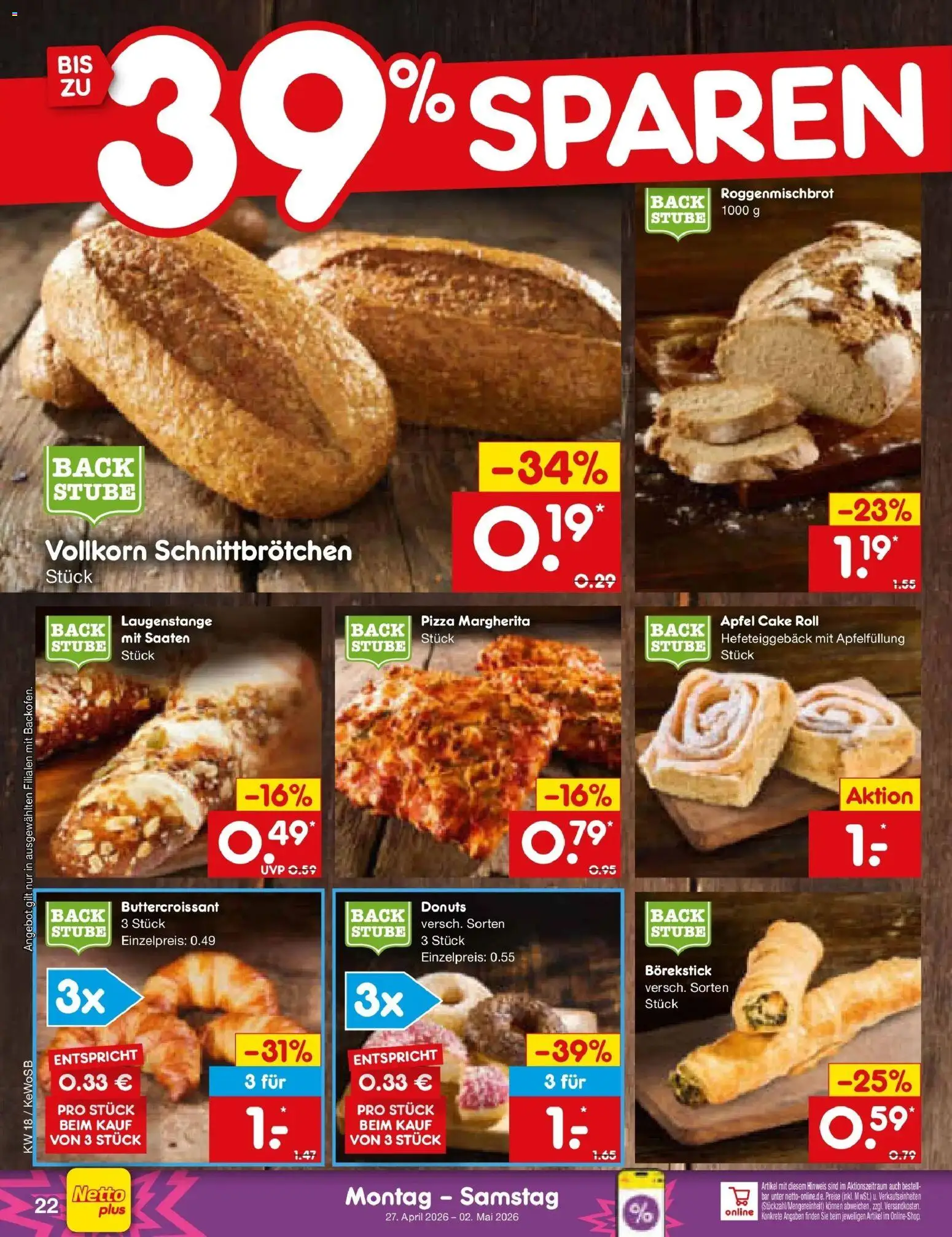 Netto Marken-Discount Prospekt Bonn	 – gültig ab 27.04.2026 | Seite: 30 | Produkte: Äpfel, Donuts, Pizza