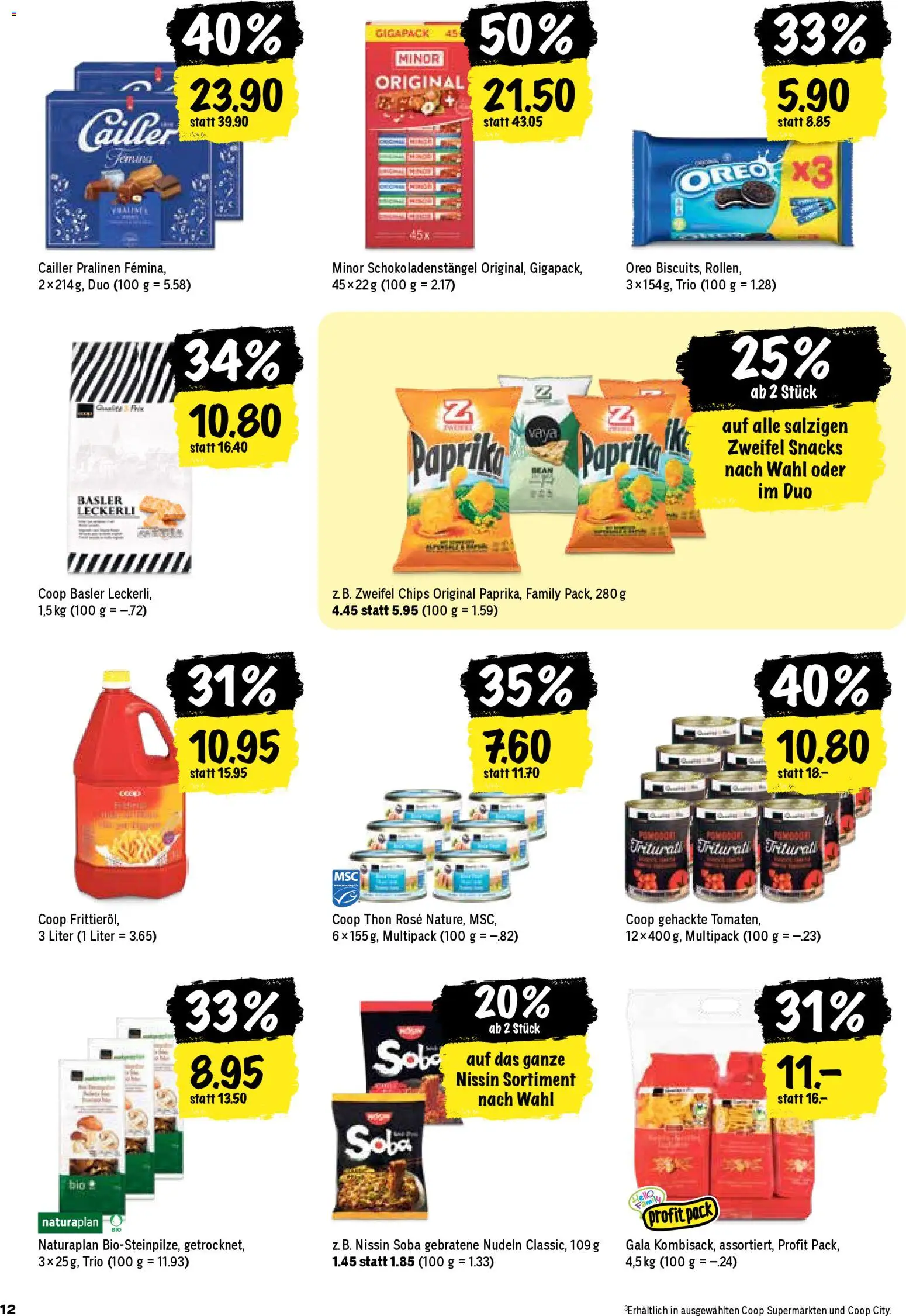 Coop Aktionen – gültig ab 30.10.2025 | Seite: 12 | Produkte: Tomaten, Nudeln, Pasta, Chips