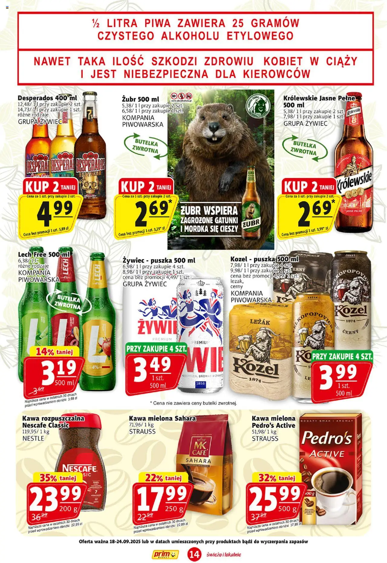 Prim Market Gazetka od 18.09.2025 | Strona: 14 | Produkty: Nescafe, Kawa rozpuszczalna, Leżak, Kawa