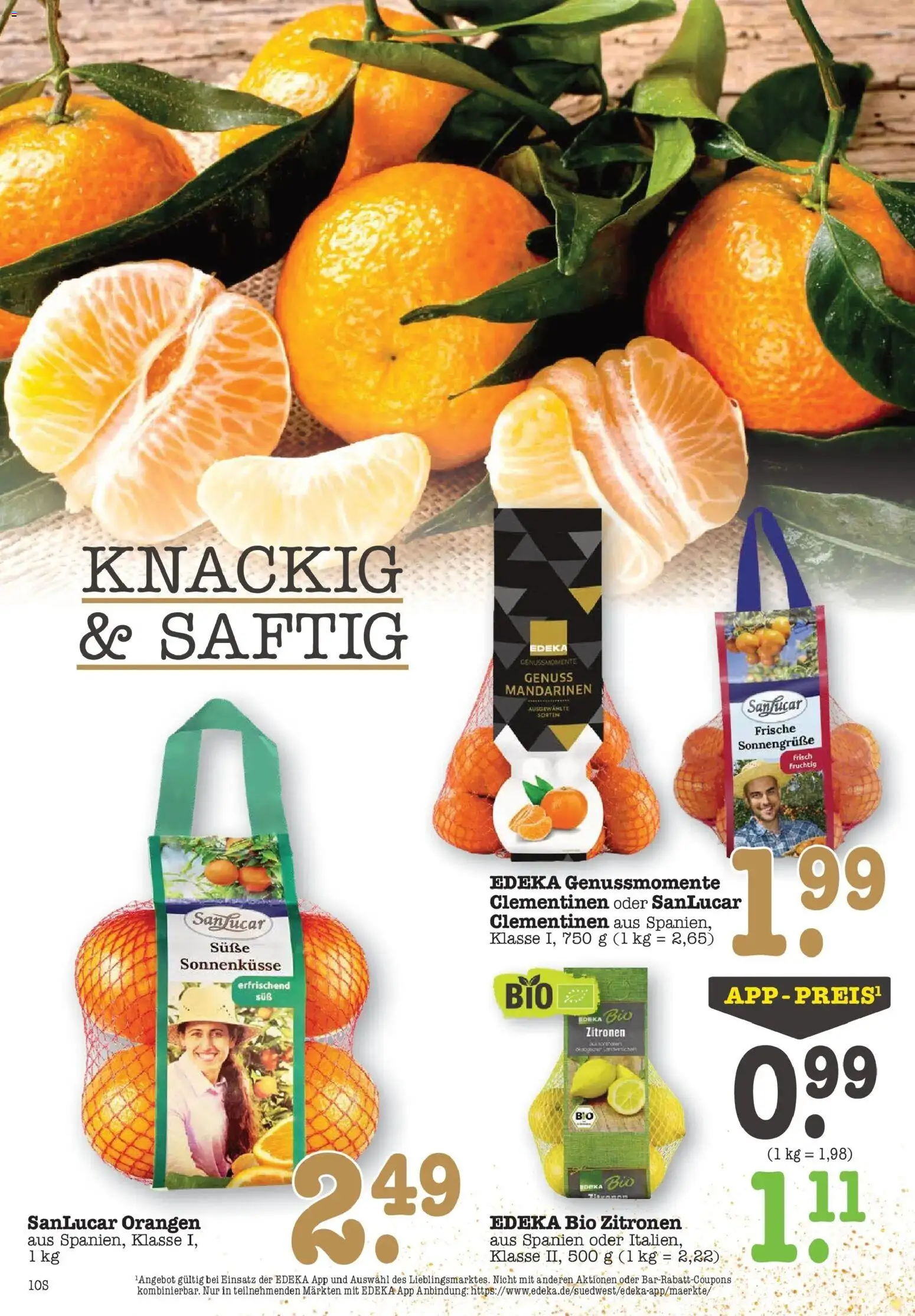 Edeka prospekt Bühlertal	 – gültig ab 08.12.2025 | Seite: 10 | Produkte: Mandarinen, Orangen, Zitrone, Zitronen