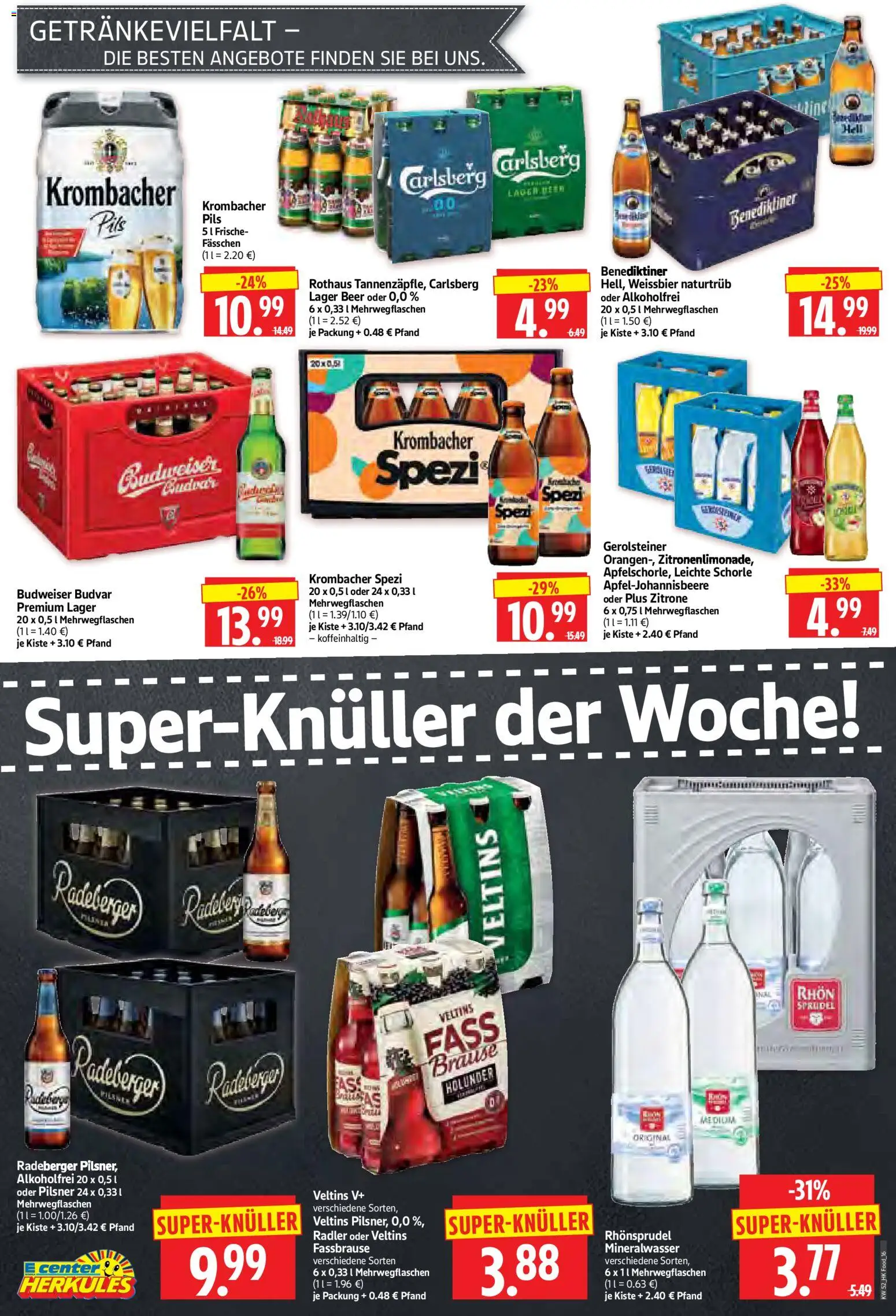 HERKULES Prospekt 	 – gültig ab 22.12.2025 | Seite: 16 | Produkte: Radler, Krombacher, Budweiser, Veltins