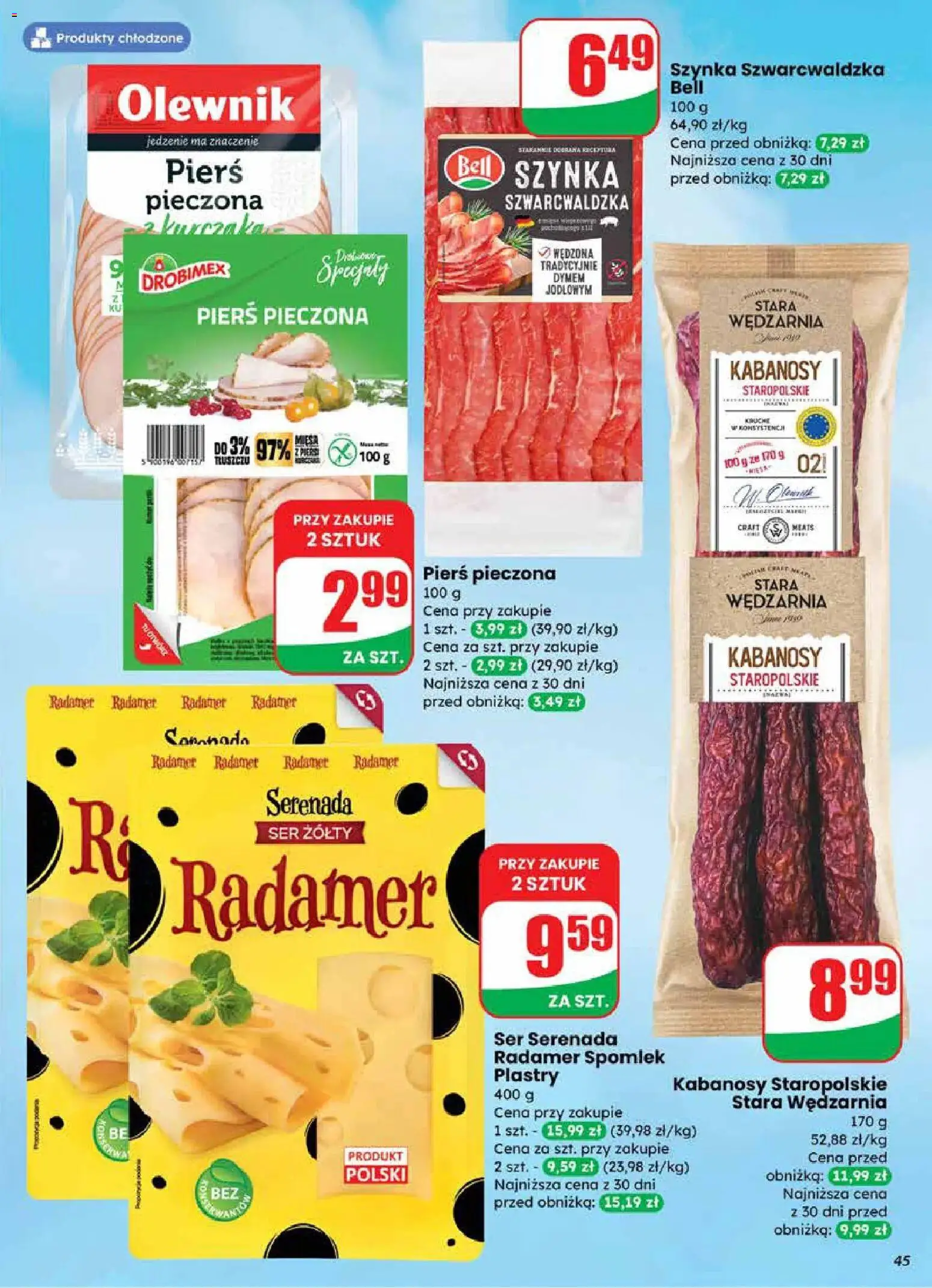 Dino gazetka od 18.03.2026 | Strona: 45 | Produkty: Ser żółty, Bell, Szynka, Ser