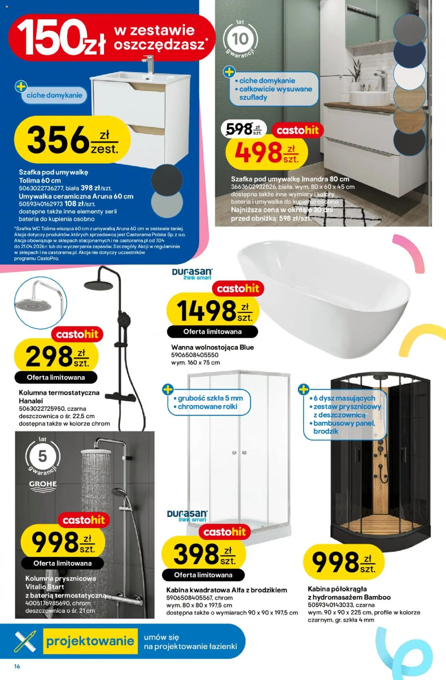 Castorama gazetka od 07.04.2026 | Strona: 16 | Produkty: Rolki, Umywalka, Bateria