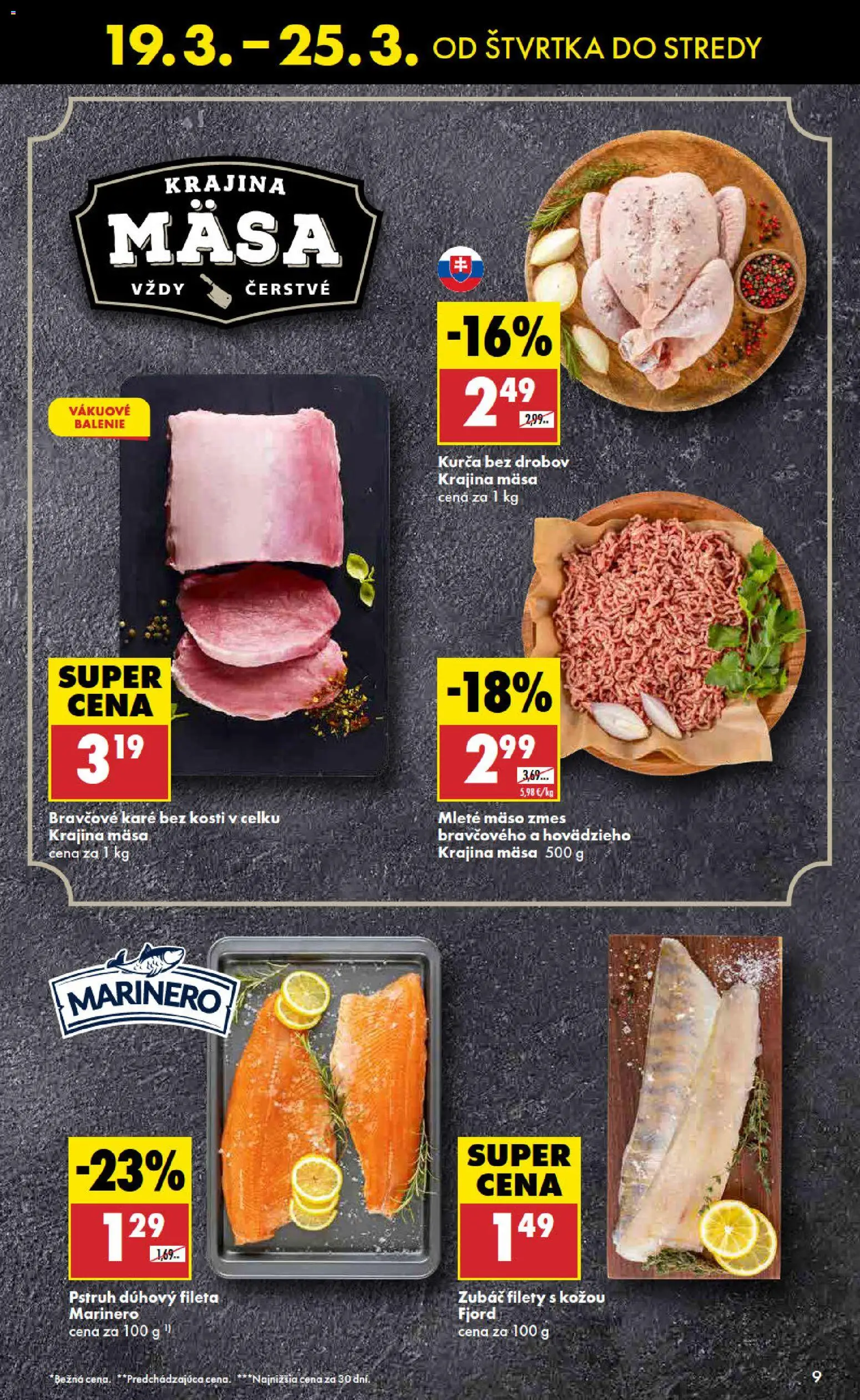 Nové Biedronka akcie – leták je platný od 19.03.2026 | Strana: 9 | Produkty: Pstruh, Mleté mäso, Kurča, Bravčové karé
