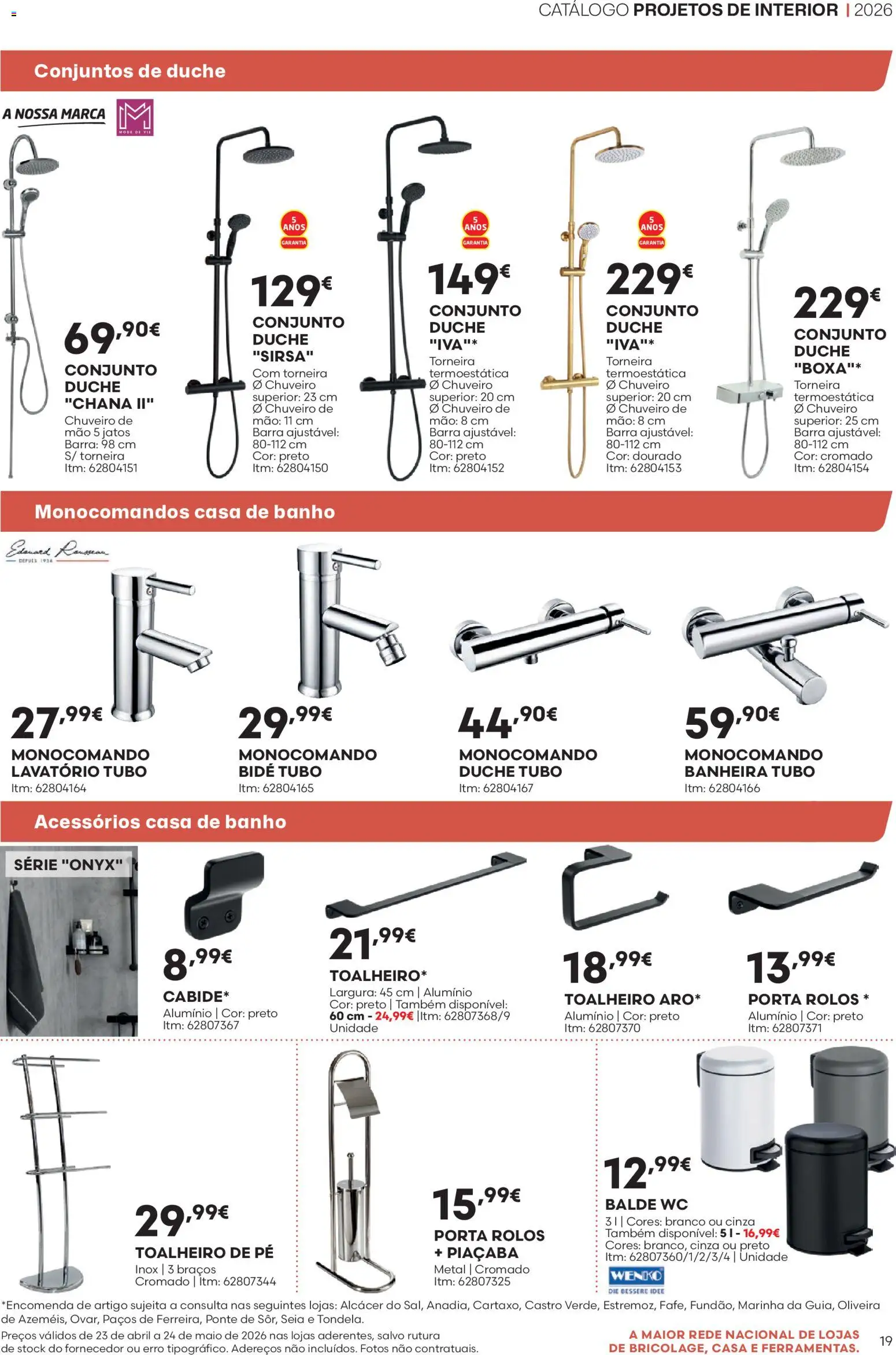 BricoMarché F06 - Folheto Catálogo Projetos de Interior │ válido de 23.04.2026 | Página: 19 | Produtos: Porta, Torneira, Lavatório, Casa de banho