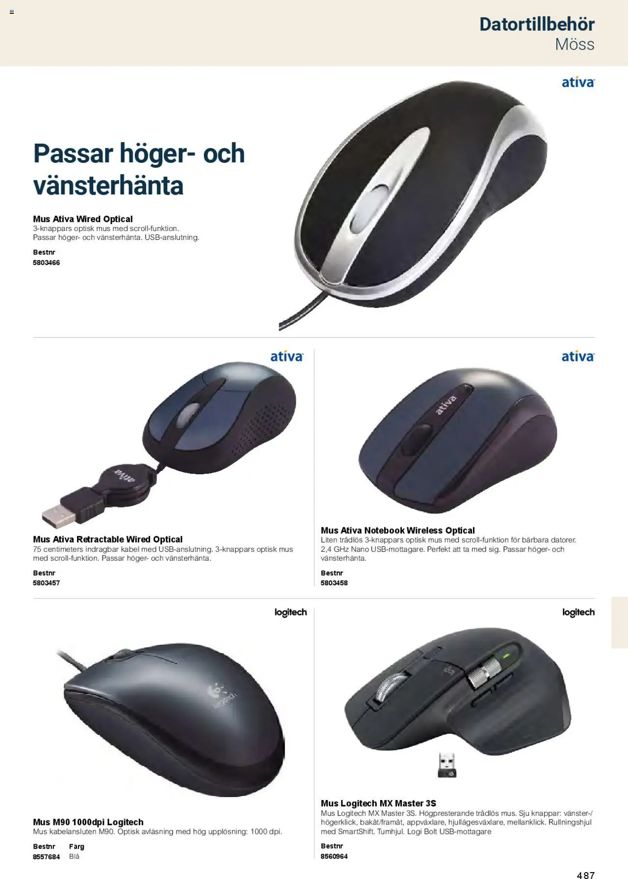 Office Depot reklamblad aktuell från 01.02.2025 | Sida: 489 | Produkter: Mus, Kabel
