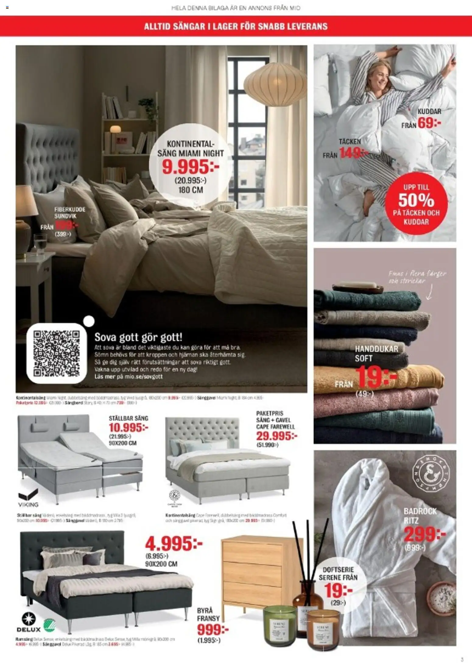 Mio reklamblad aktuell från 01.01.2026 | Sida: 3 | Produkter: Säng, Byrå, Badrock