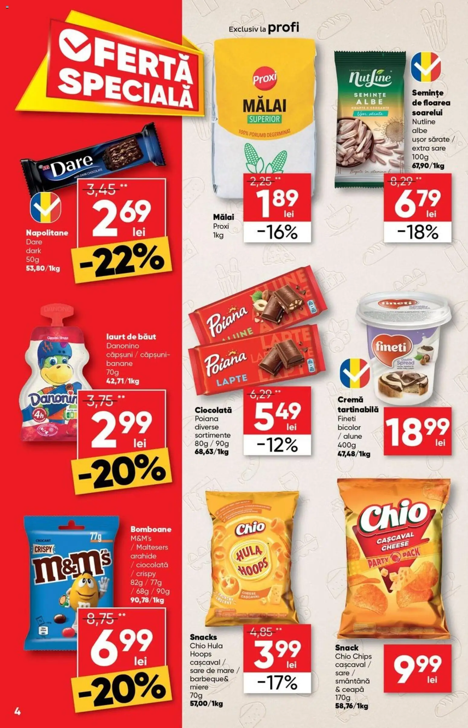 Noul catalog Profi – valabil de la 15.04.2026 | Pagină: 4 | Produse: Cașcaval, Arahide, Napolitane, Banane