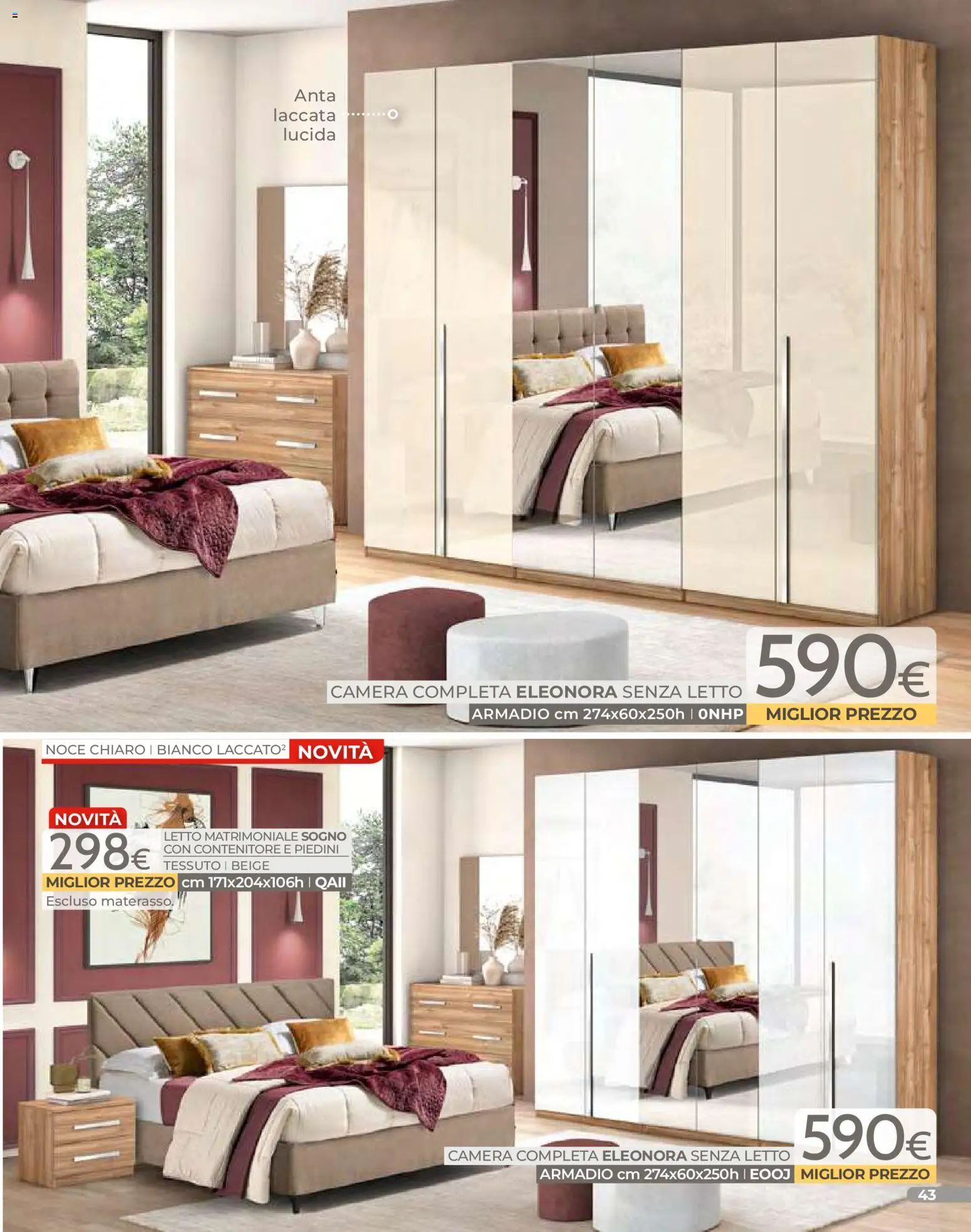 Volantino Mondo Convenienza del 01.01.2026 | Pagina: 45 | Prodotti: Contenitore, Letto, Materasso, Armadio