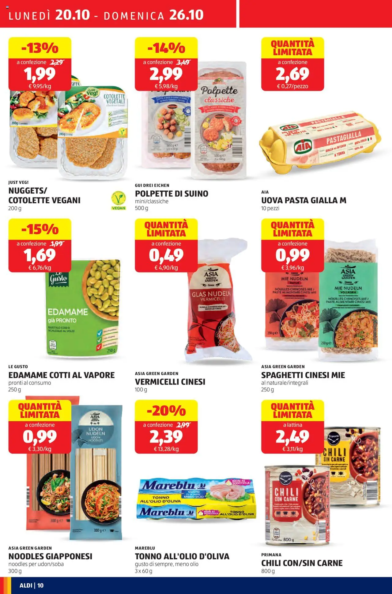 Volantino Aldi del 20.10.2025 | Pagina: 10 | Prodotti: Suino, Olive, Tonno, Terra