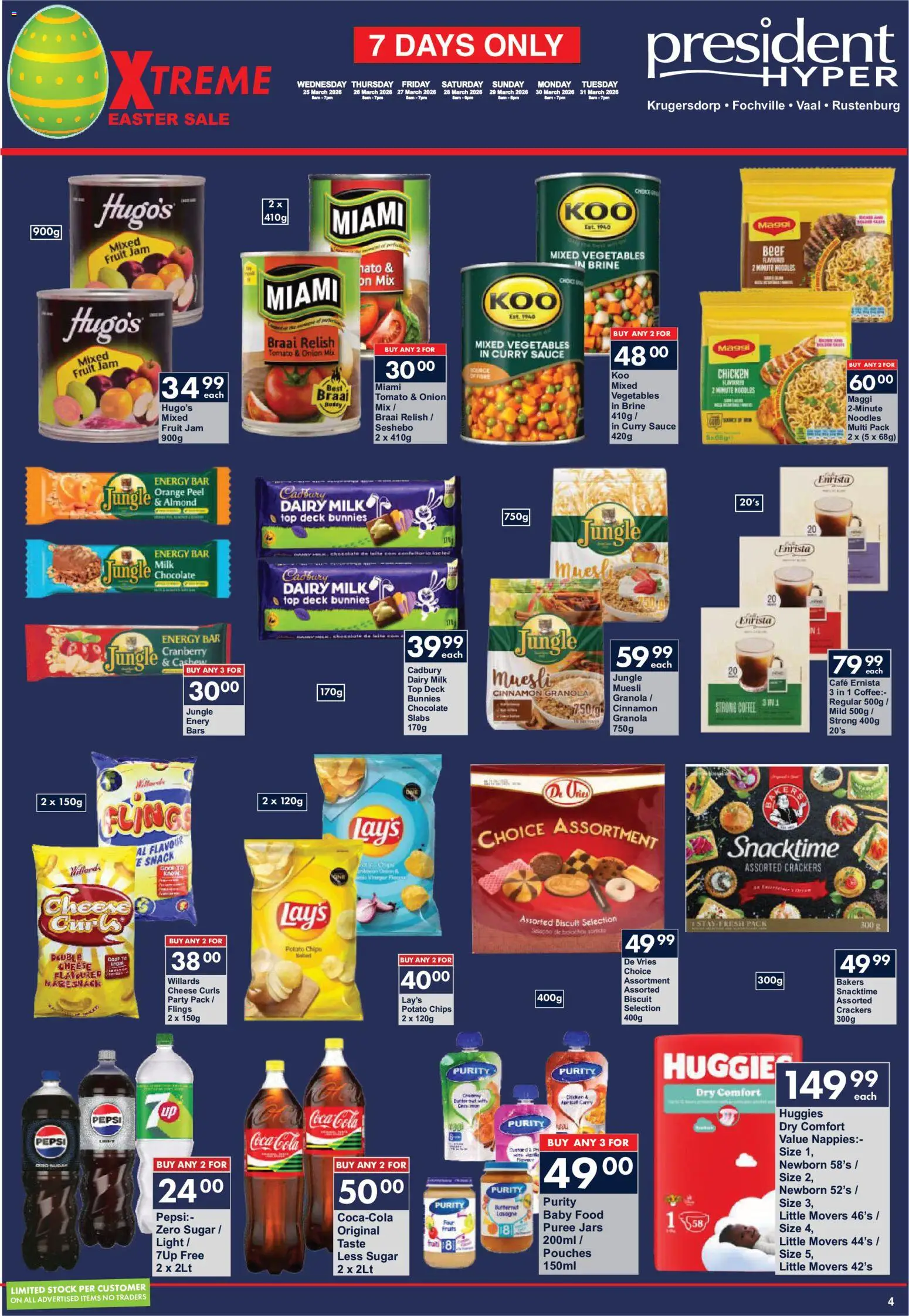 New President Hyper catalogue – valid from 25.03.2026 | Page: 4 | Products: Chicken, Beef, Granola bars, Sauce