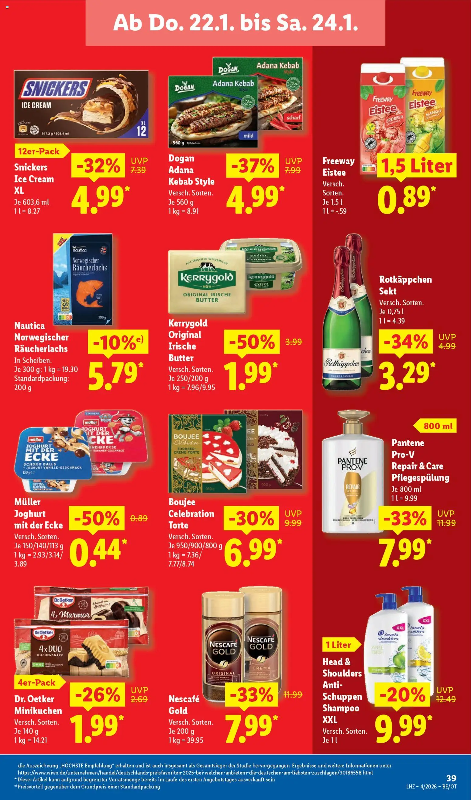 Lidl Prospekt Prenzlau – gültig ab 19.01.2026 | Seite: 57 | Produkte: Butter, Sekt, Snickers, Mango