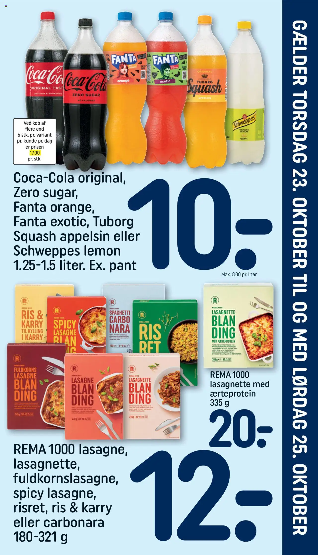 Rema 1000 tilbudsavis – gyldig fra 19.10.2025 | Side: 23 | Produkter: Squash, Fanta, Carpete, Tuborg Squash