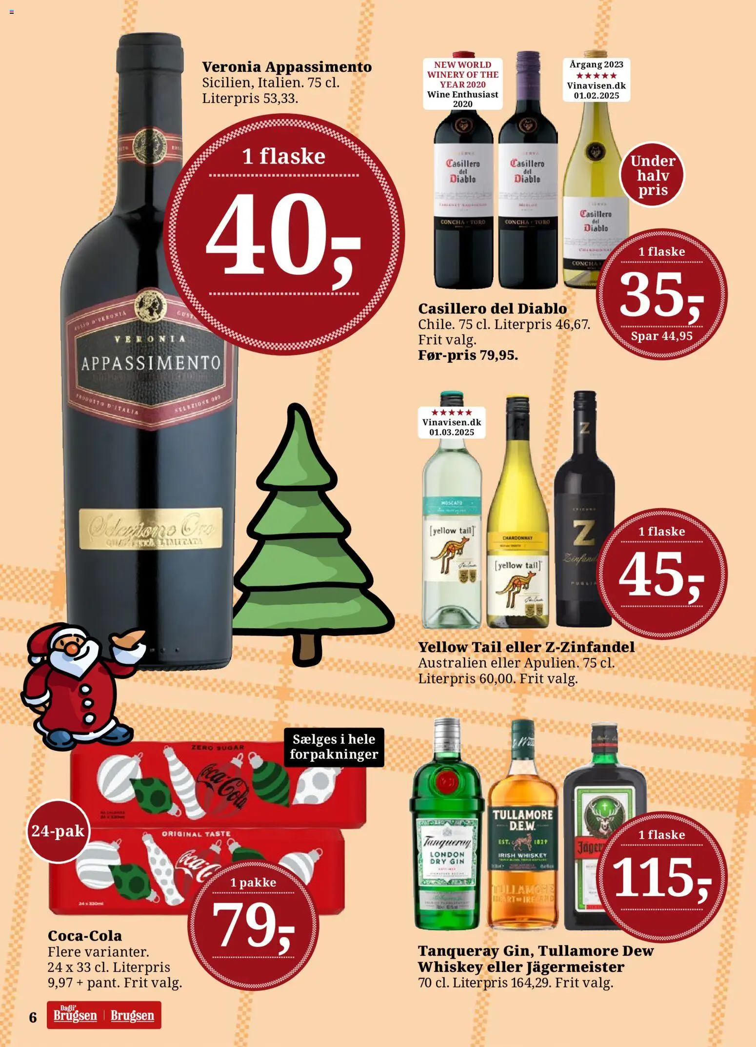Dagli'Brugsen tilbudsavis – gyldig fra 19.12.2025 | Side: 6 | Produkter: Coca Cola, Gin, Cola