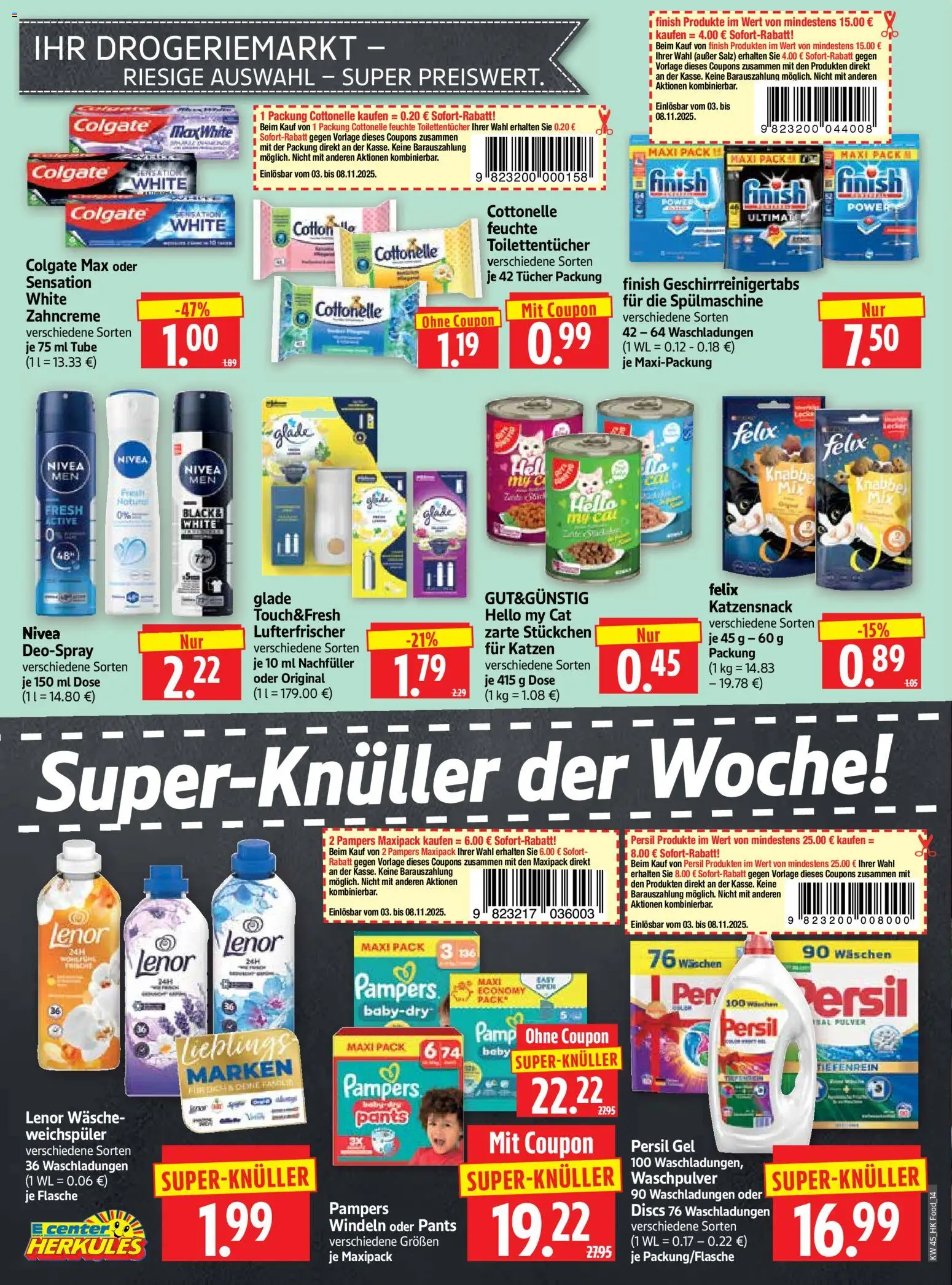 HERKULES Prospekt 	 – gültig ab 03.11.2025 | Seite: 14 | Produkte: Lenor, Pampers, Persil gel, Deospray
