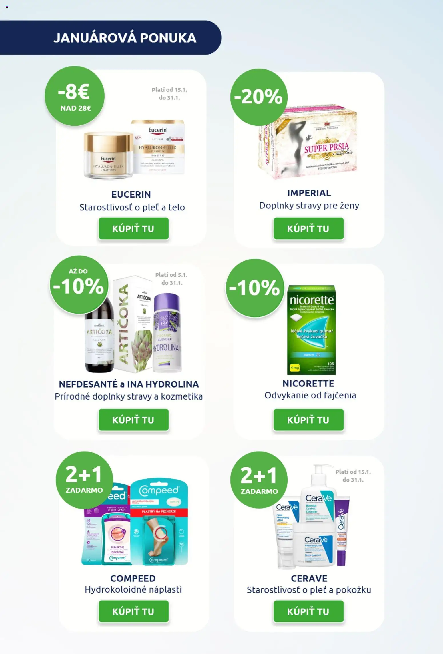 Nové BENU Lekáreň akcie – leták je platný od 01.01.2026 | Strana: 2 | Produkty: CeraVe, Eucerin