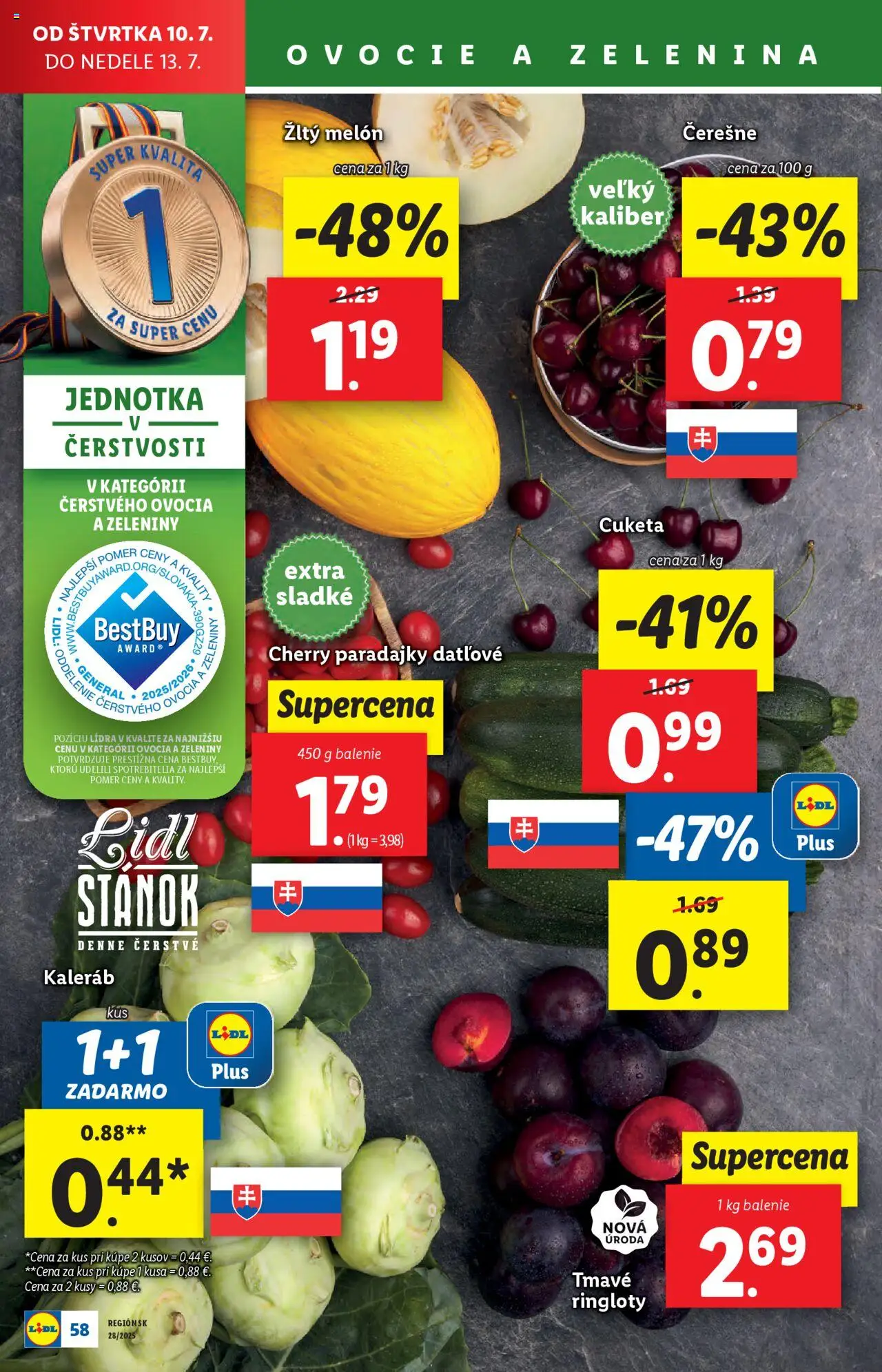 Lidl leták │ platný od 07.07.2025 | Strana: 70 | Produkty: Paradajky, Cherry paradajky, Čerešne, Ovocie