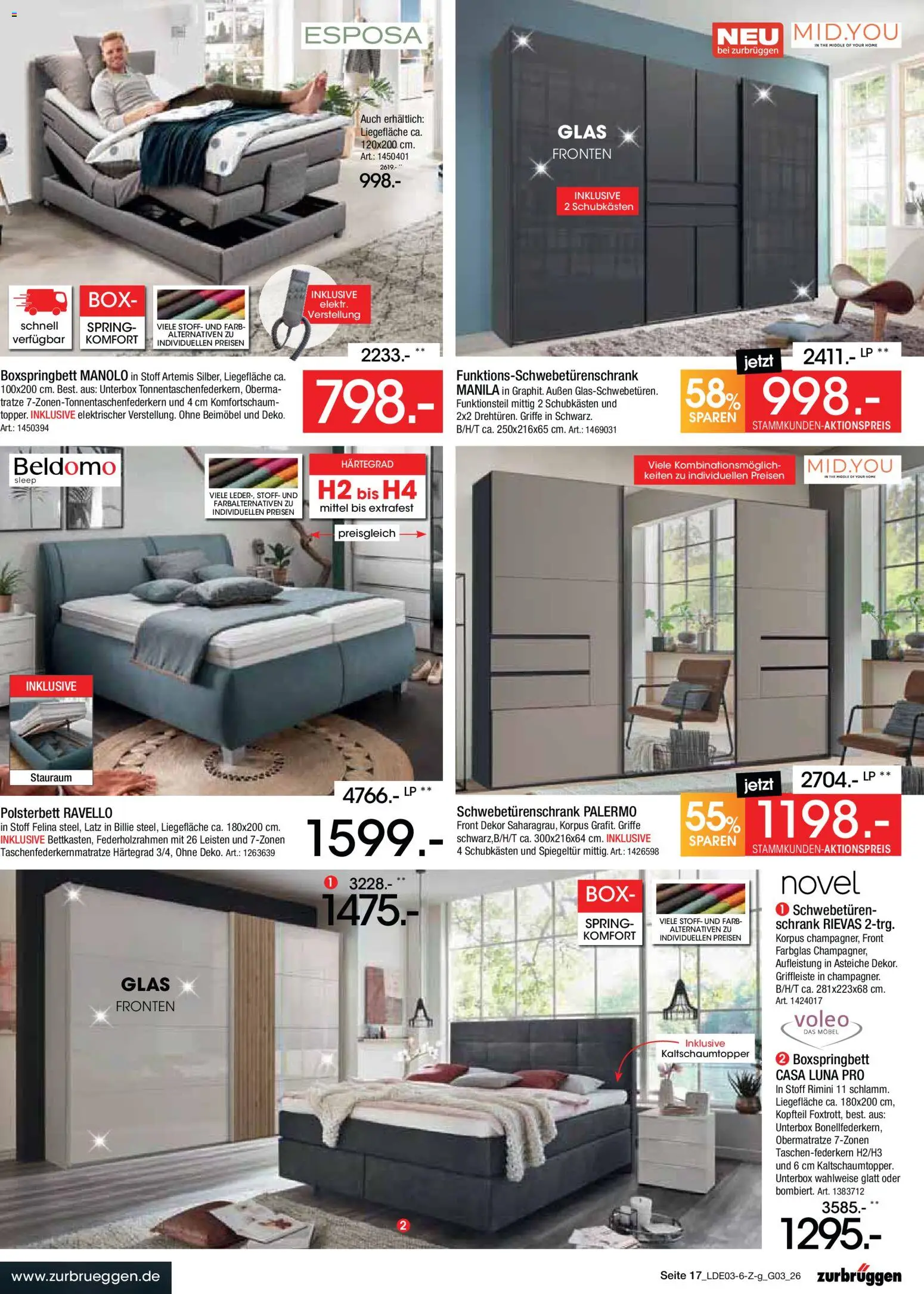 Zurbrüggen Bonus Sonder-Tage – gültig ab 15.03.2026 | Seite: 31 | Produkte: Boxspringbett, Polsterbett, Schrank, Box