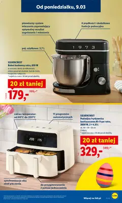 Pogląd oferty "Robot kuchenny retro, 650 W, w zestawie: miska do miksowania, osłona przed pryskaniem, hak do ciasta, trzepaczka i ubijaczka" - ważna od 09.03.2026 | Strona: 17