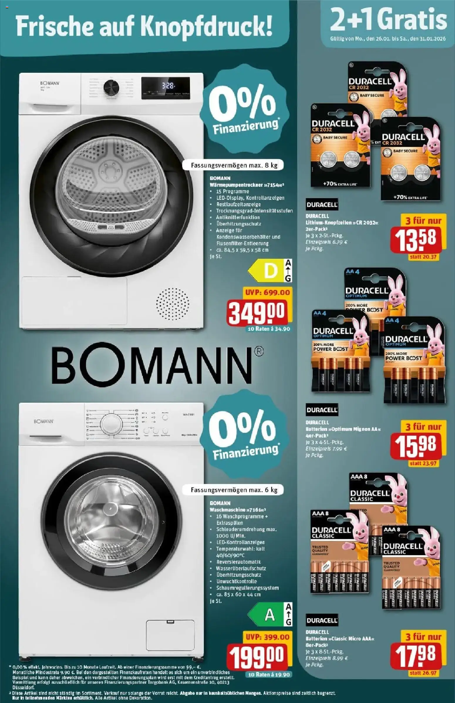 Rewe prospekt Friedrichsdorf	 – gültig ab 26.01.2026 | Seite: 33 | Produkte: Batterien, Waschmaschine, Wasser