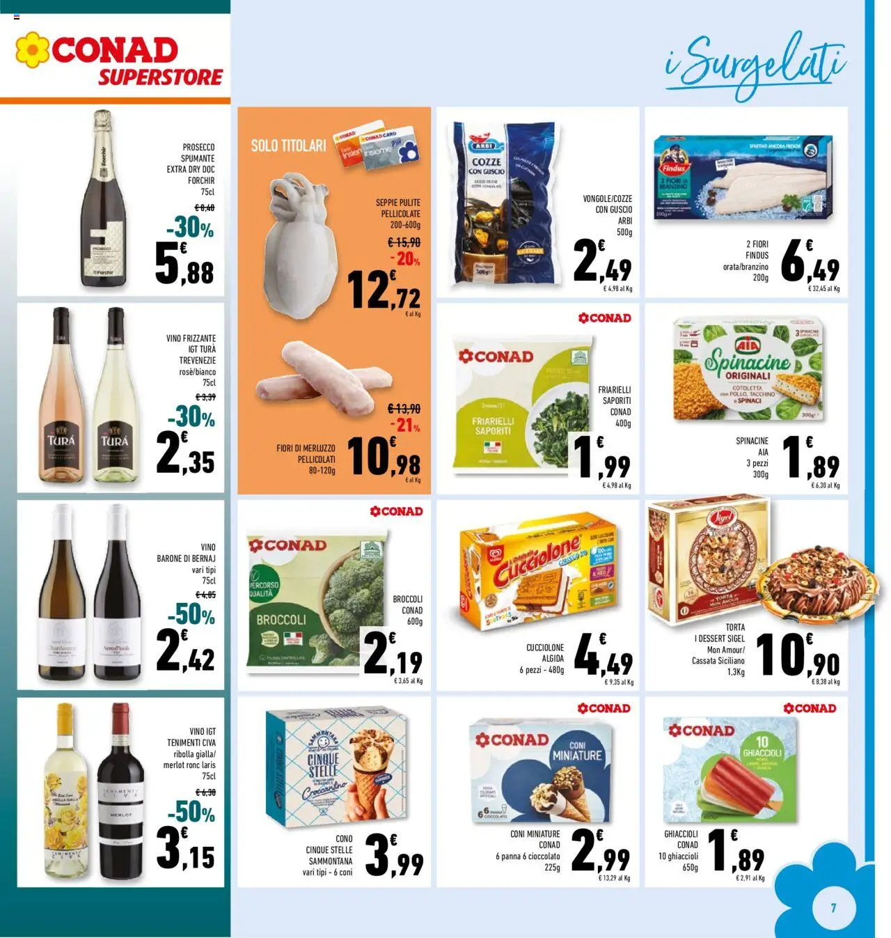 Volantino Conad del 27.08.2025 | Pagina: 7 | Prodotti: Cozze, Branzino, Tacchino, Friarielli