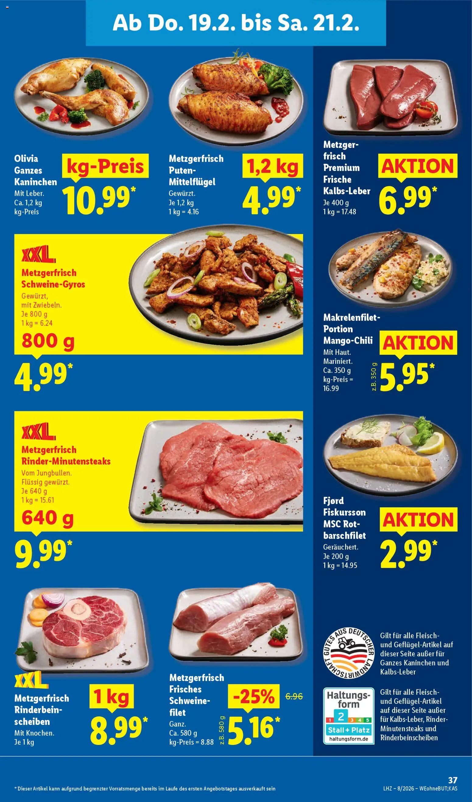 Lidl Prospekt Gladenbach – gültig ab 16.02.2026 | Seite: 61 | Produkte: Kaninchen, Kalbsleber, Fleisch