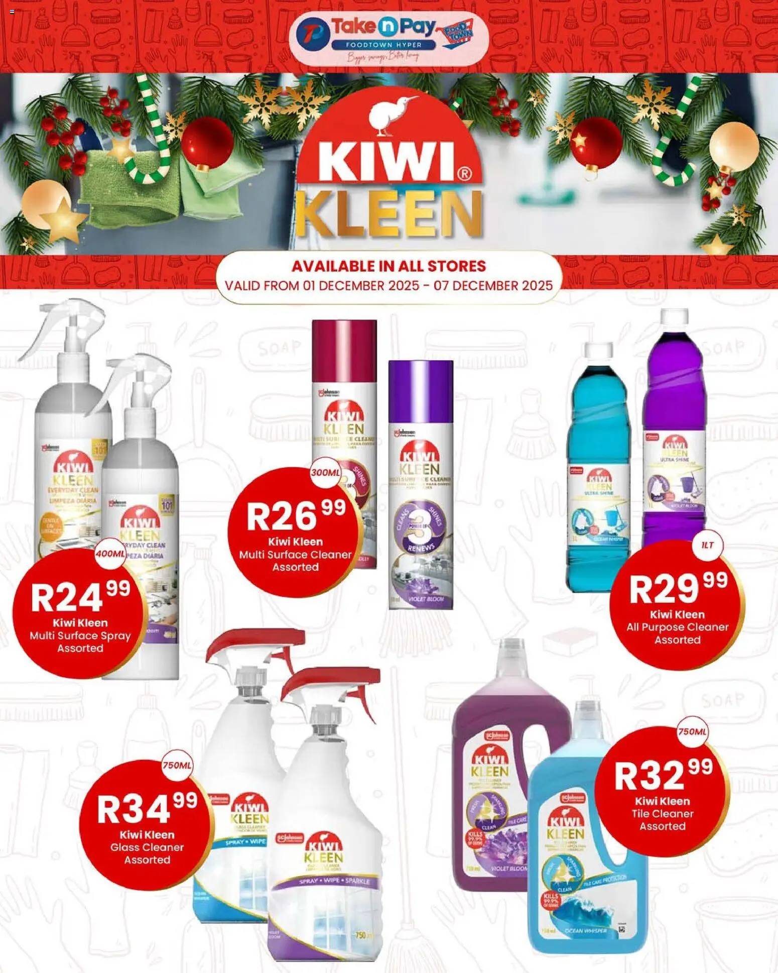 New Take n Pay catalogue – valid from 01.12.2025 | Page: 25 | Products: Surface cleaner, Kiwi, Soap