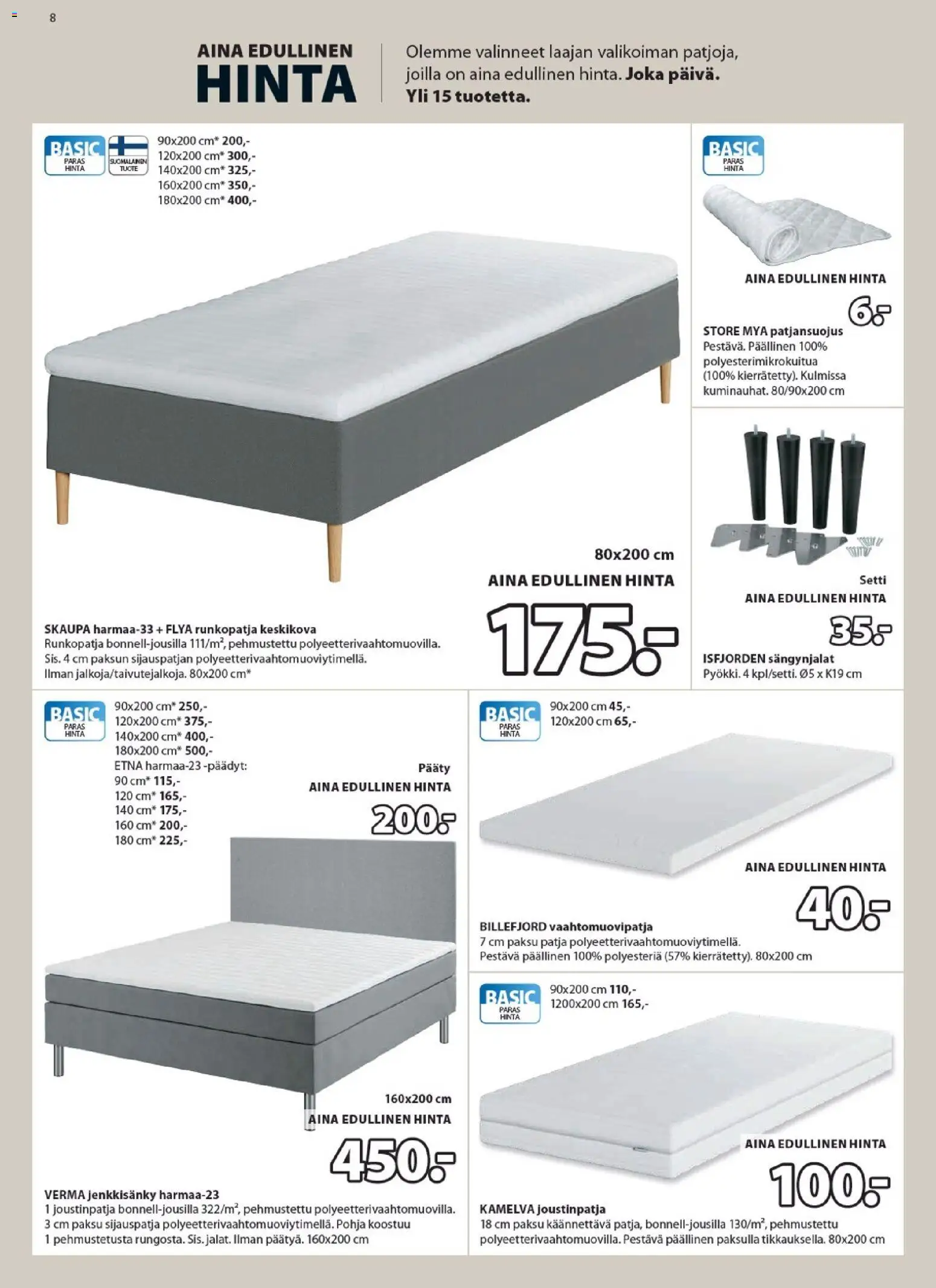 JYSK tarjoukset – voimassa 25.12.2025 alkaen | Sivu: 8 | Tuotteet: Vaahtomuovipatja, Jenkkisänky, Runkopatja, Patja