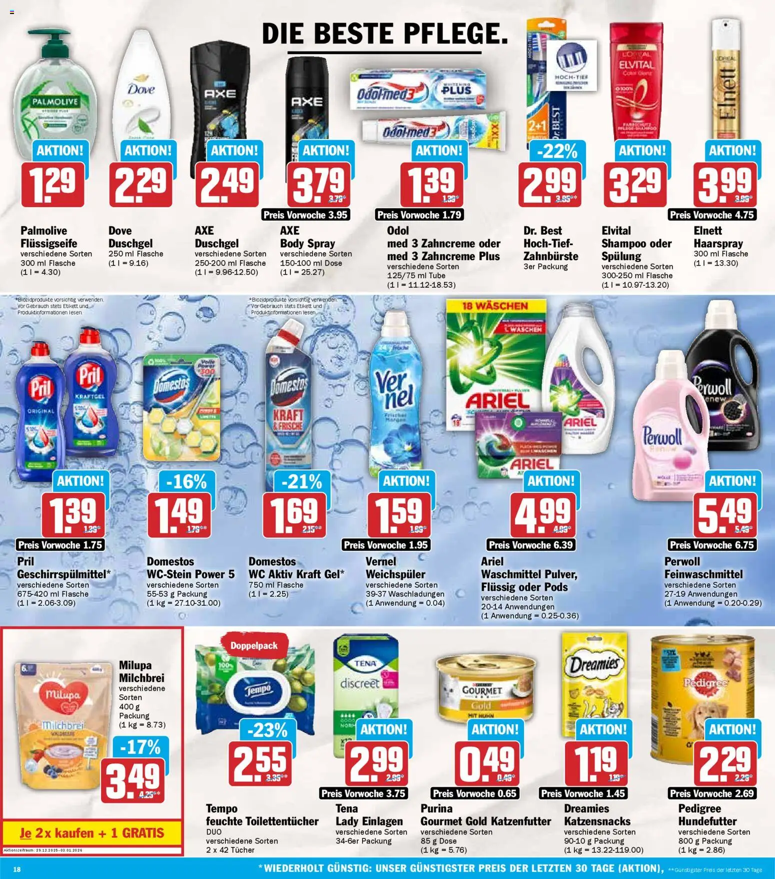 HIT Prospekt 	 – gültig ab 29.12.2025 | Seite: 18 | Produkte: Haarspray, Zahnbürste, Pril, Vernel