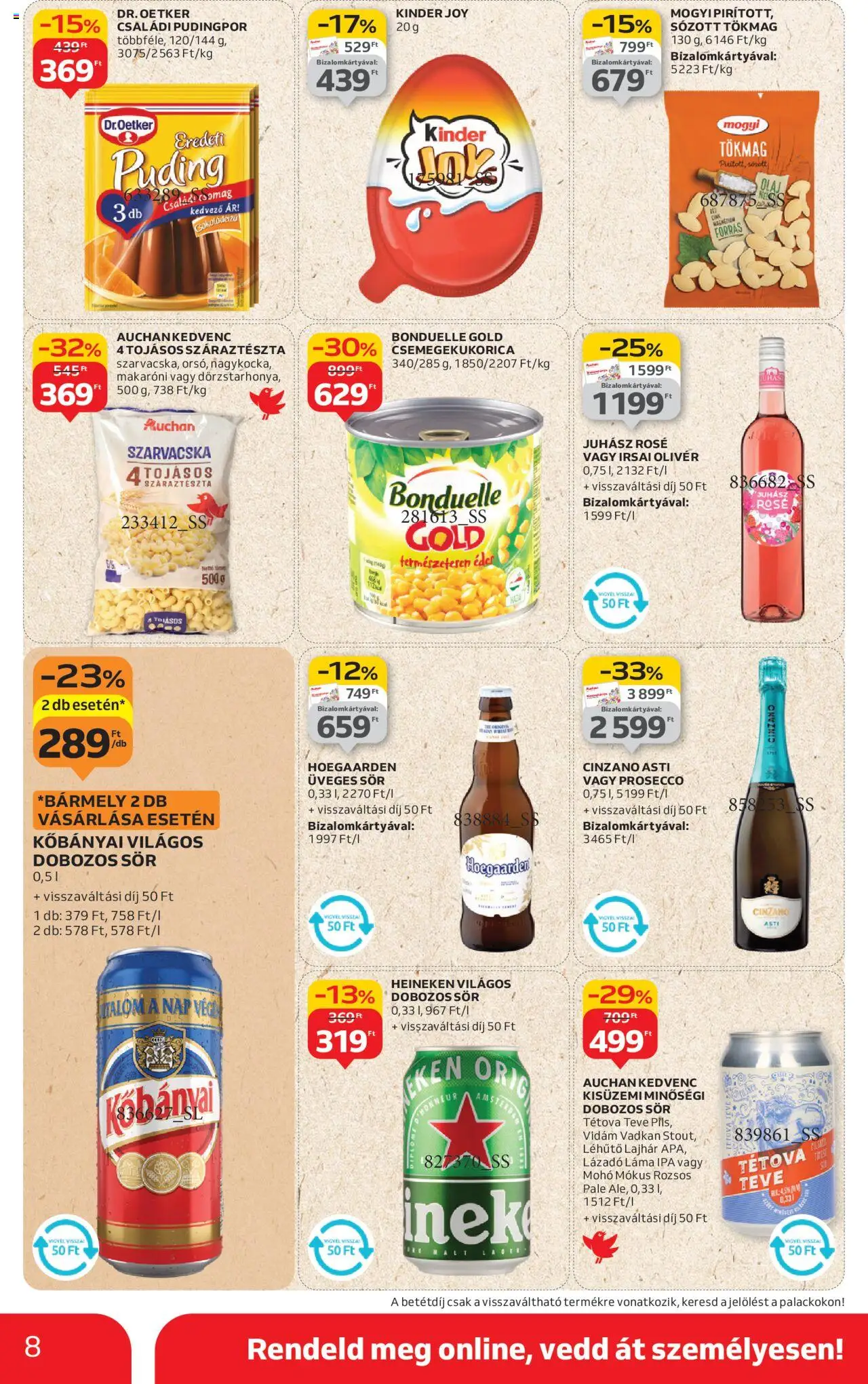 Auchan akciós ujság - amely érvényes a következő dátumtól: 21.08.2025 | Oldal: 8 | Termékek: Puding, Csemegekukorica, Heineken, Száraztészta