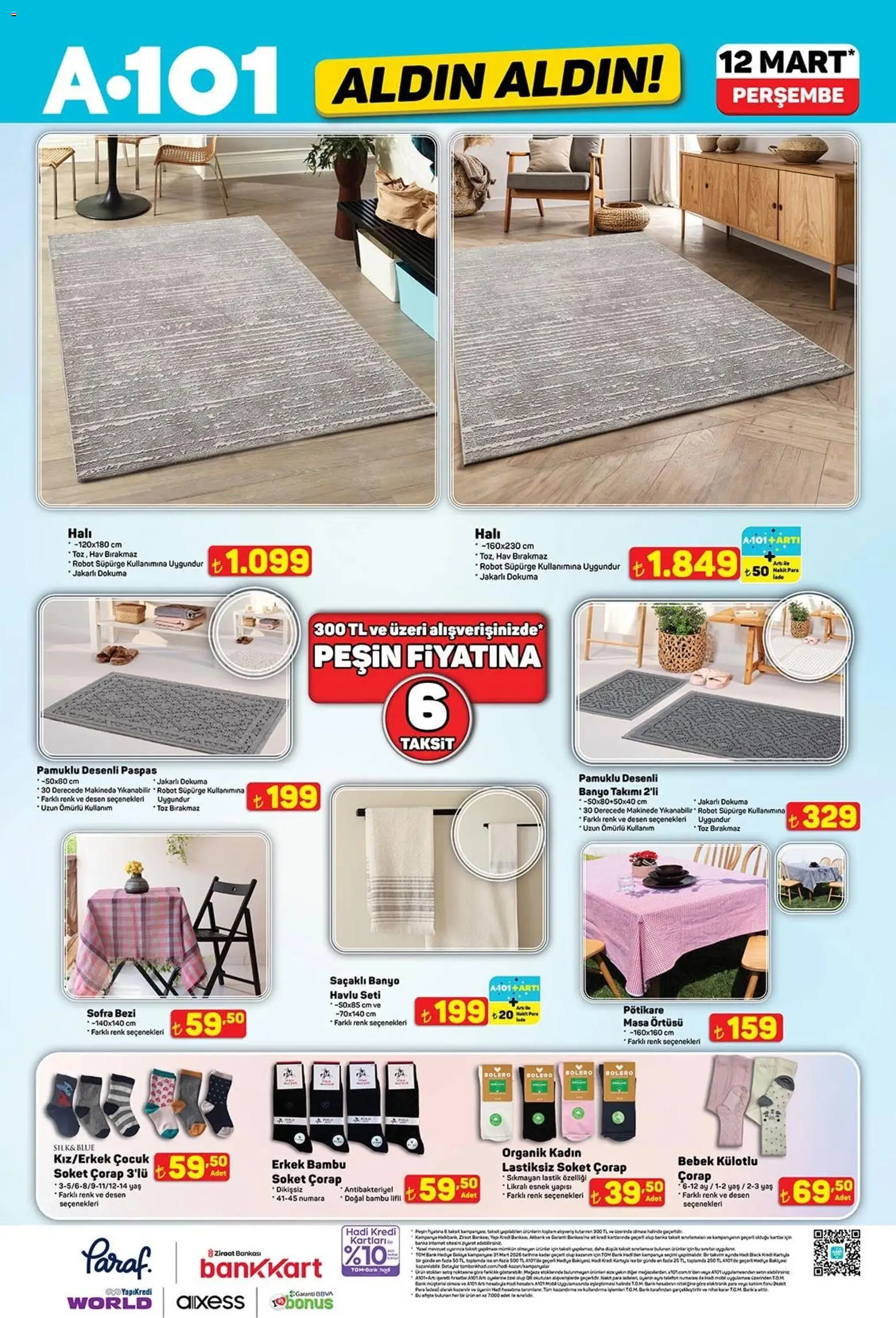 A101 - Katalog Aldın Aldın - 12.03.2026 tarihinden itibaren geçerlidir | Sayfa: 15 | Ürünler: Banyo, Halı, Çorap, Robot süpürge