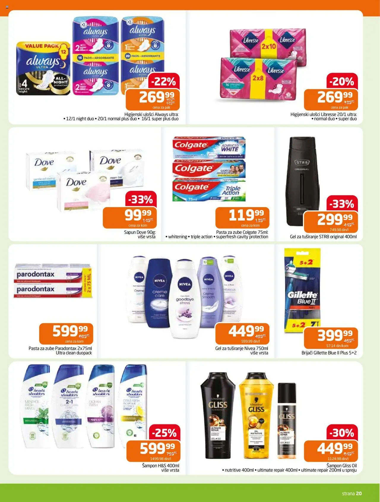 Gomex katalog - važi od 04.06.2025 | Strana: 20 | Proizvode: Gillette, Higijenski ulošci, Nivea, Parodontax