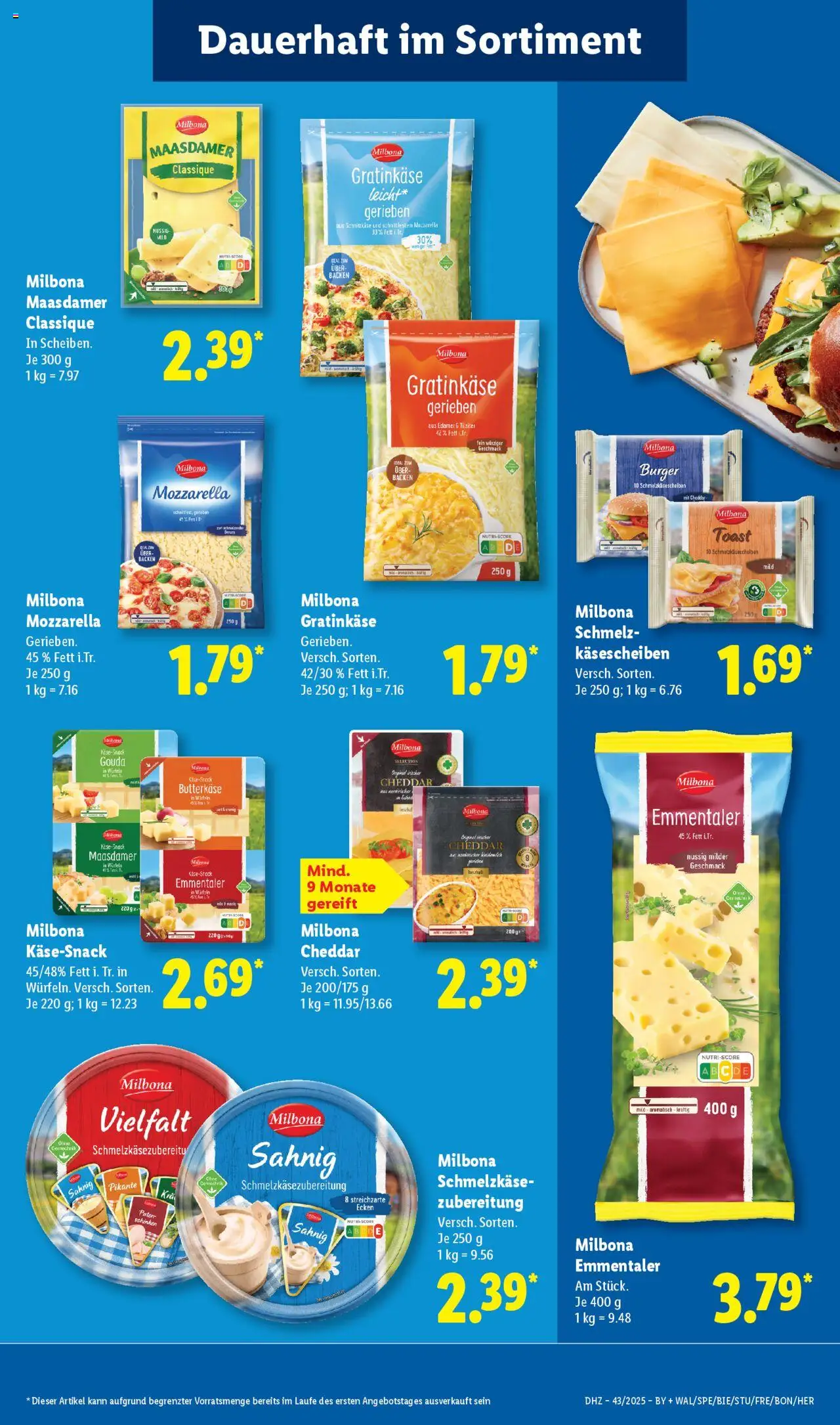 Lidl Prospekt Kornwestheim – gültig ab 20.10.2025 | Seite: 13 | Produkte: Toast, Mozzarella, Burger, Schinken