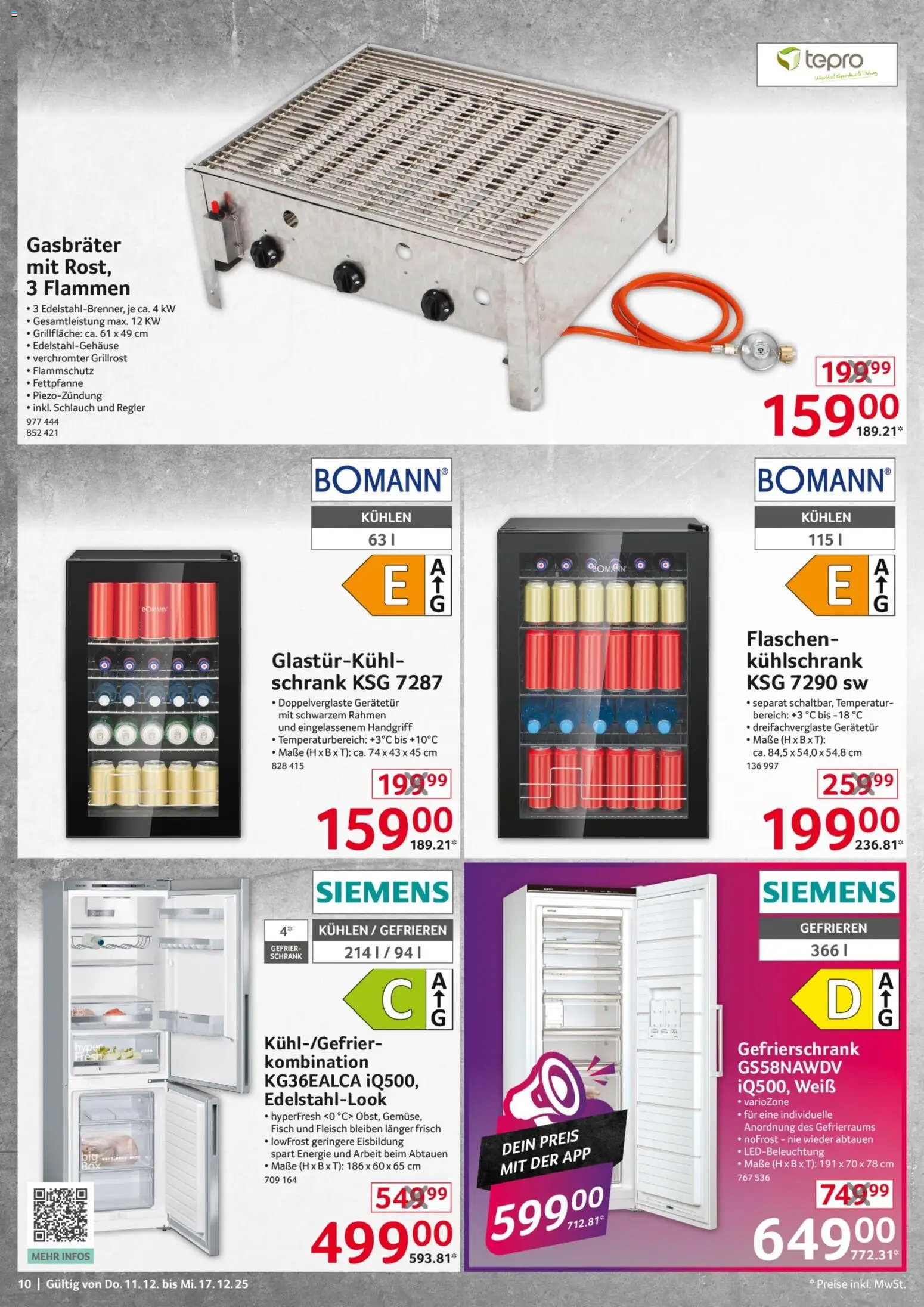 Selgros  Non Food – gültig ab 11.12.2025 | Seite: 10 | Produkte: Siemens, Gefrierschrank, Fisch, Fleisch