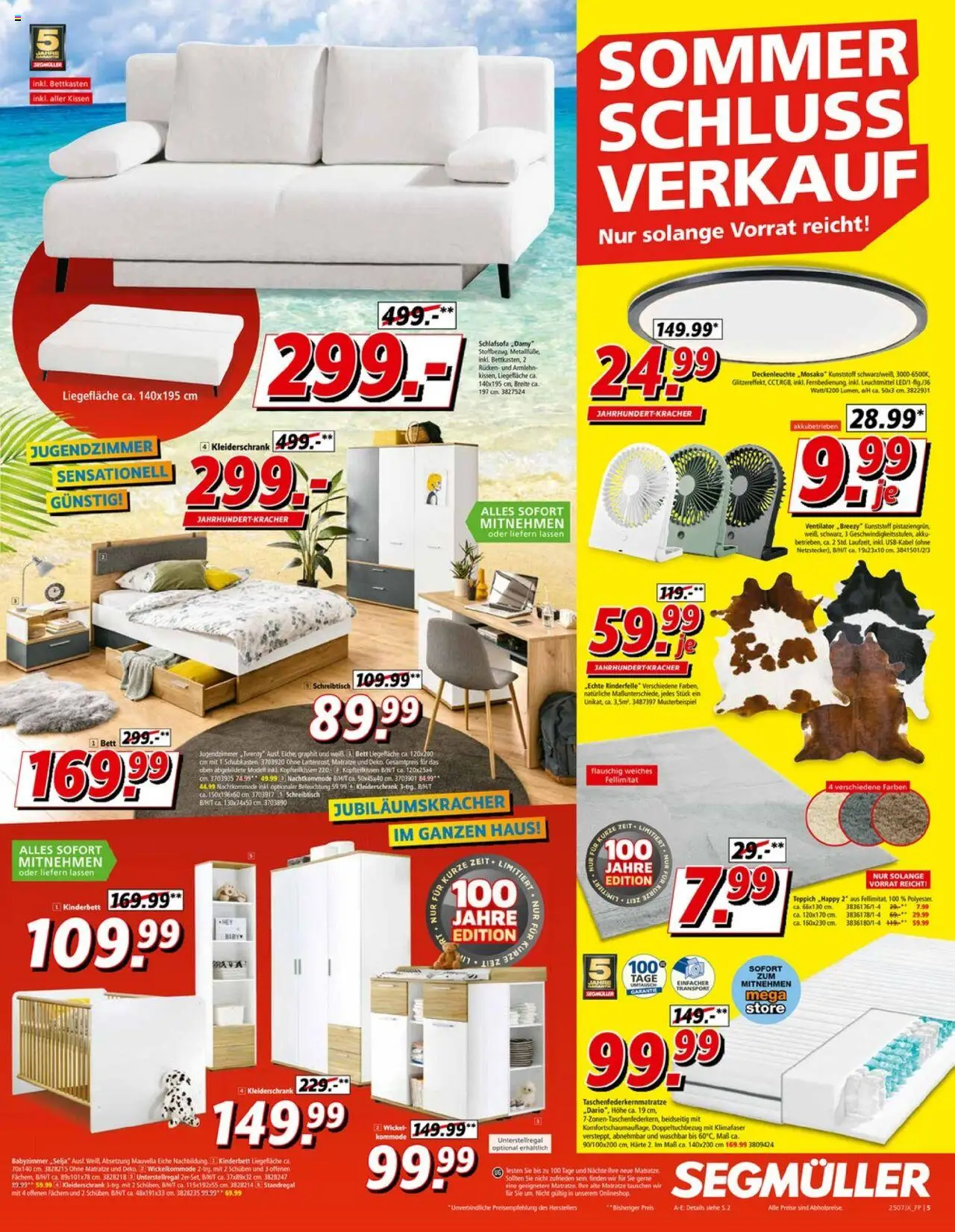 Segmüller Prospekt 	 - gültig ab dem 05.07.2025 | Seite: 5 | Produkte: Schlafsofa, Matratze, Kissen, Teppich