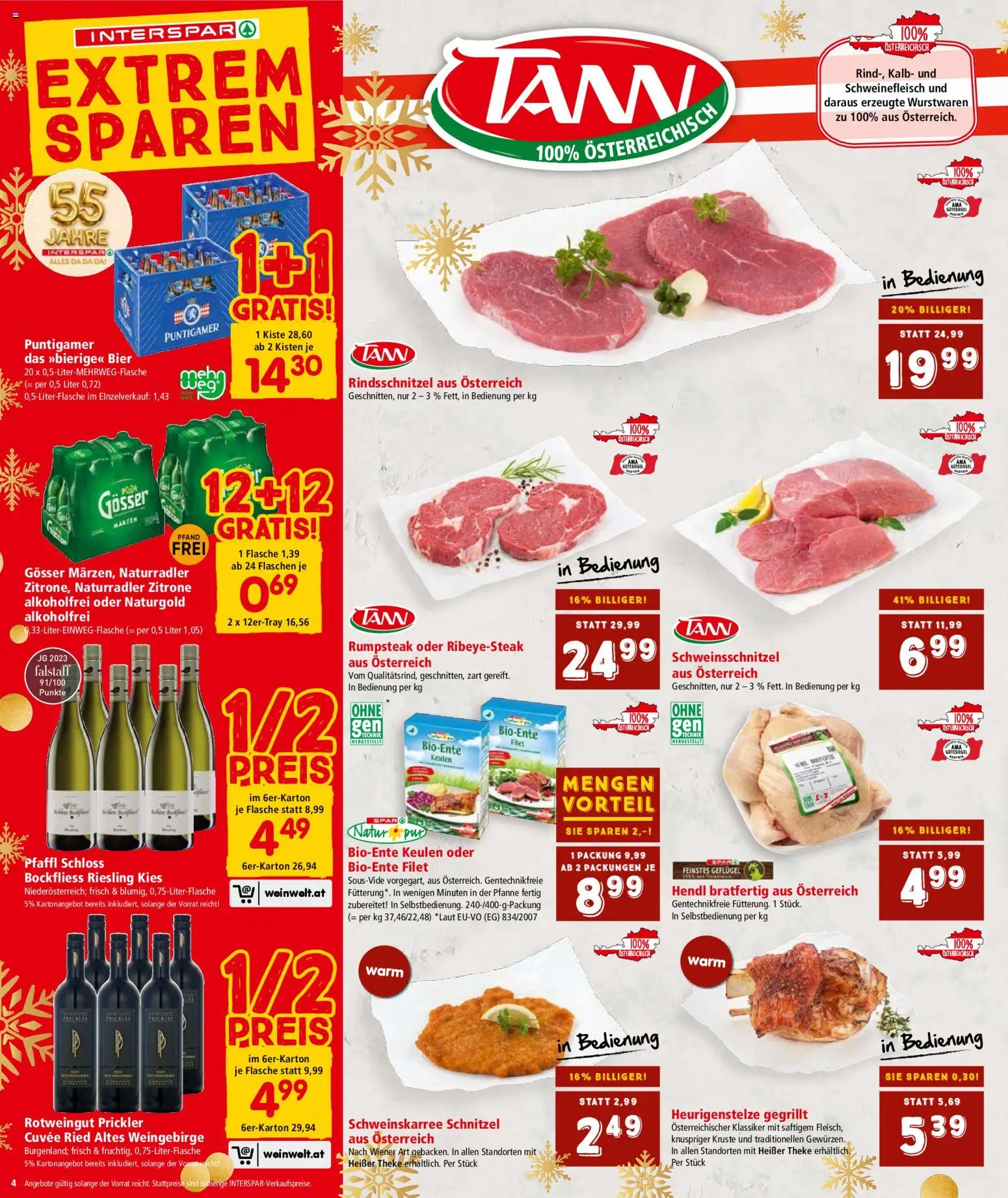 Interspar Flugblatt - Steiermark gültig ab 18.12.2025 | Seite: 4 | Produkte: Zitrone, Bier, Schweinefleisch