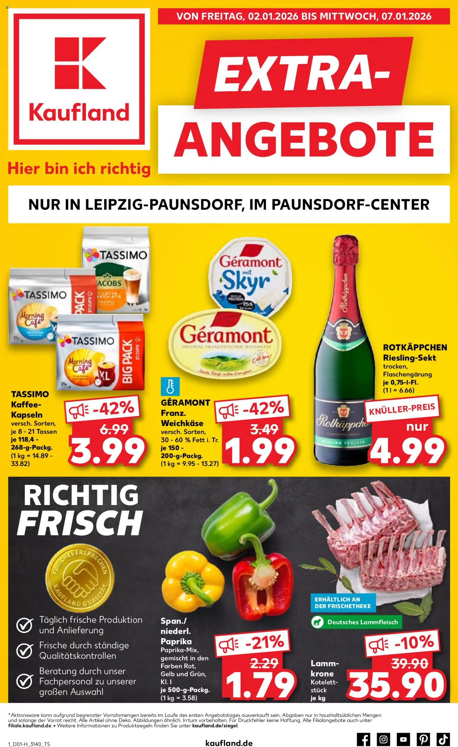 Kaufland prospekt Leipzig	 – gültig ab 02.01.2026 | Seite: 1 | Produkte: Kaffee, Paprika, Rotkäppchen, Tassimo