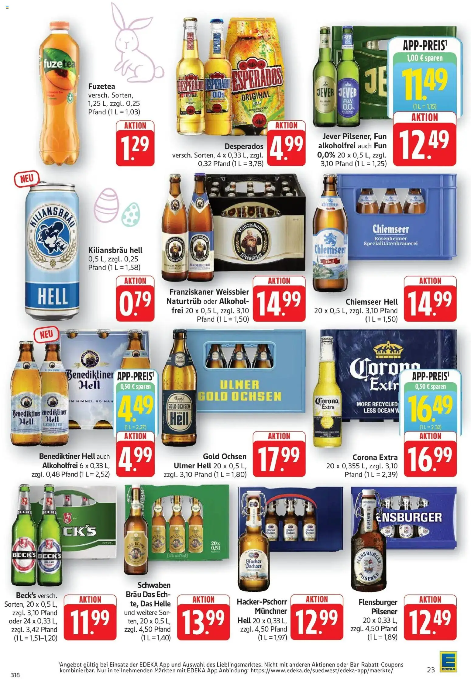 Edeka prospekt Geislingen	 – gültig ab 30.03.2026 | Seite: 23 | Produkte: Franziskaner, Bier, Jever, Desperados
