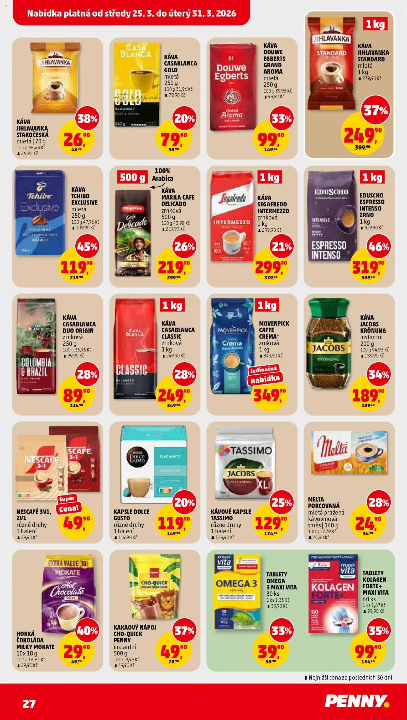 Penny Market leták od 25.03.2026 | Strana: 27 | Produkty: Omega 3, Tassimo, Čokoláda, Jihlavanka