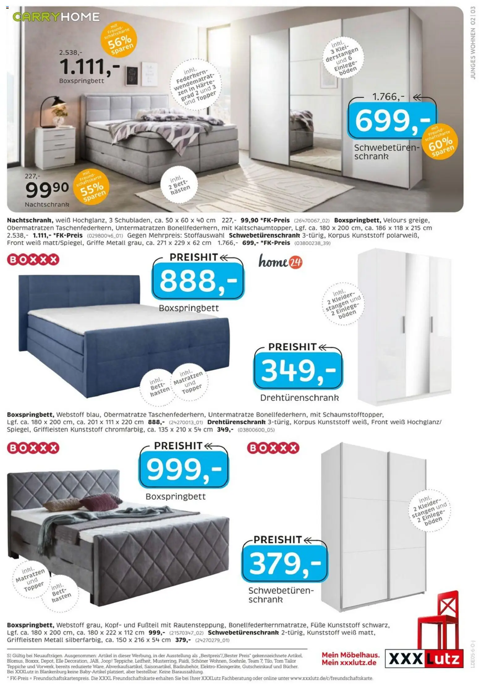 XXXLutz Junges Wohnen – gültig ab 25.04.2026 | Seite: 3 | Produkte: Bett, Drehtürenschrank, Boxspringbett, Schrank