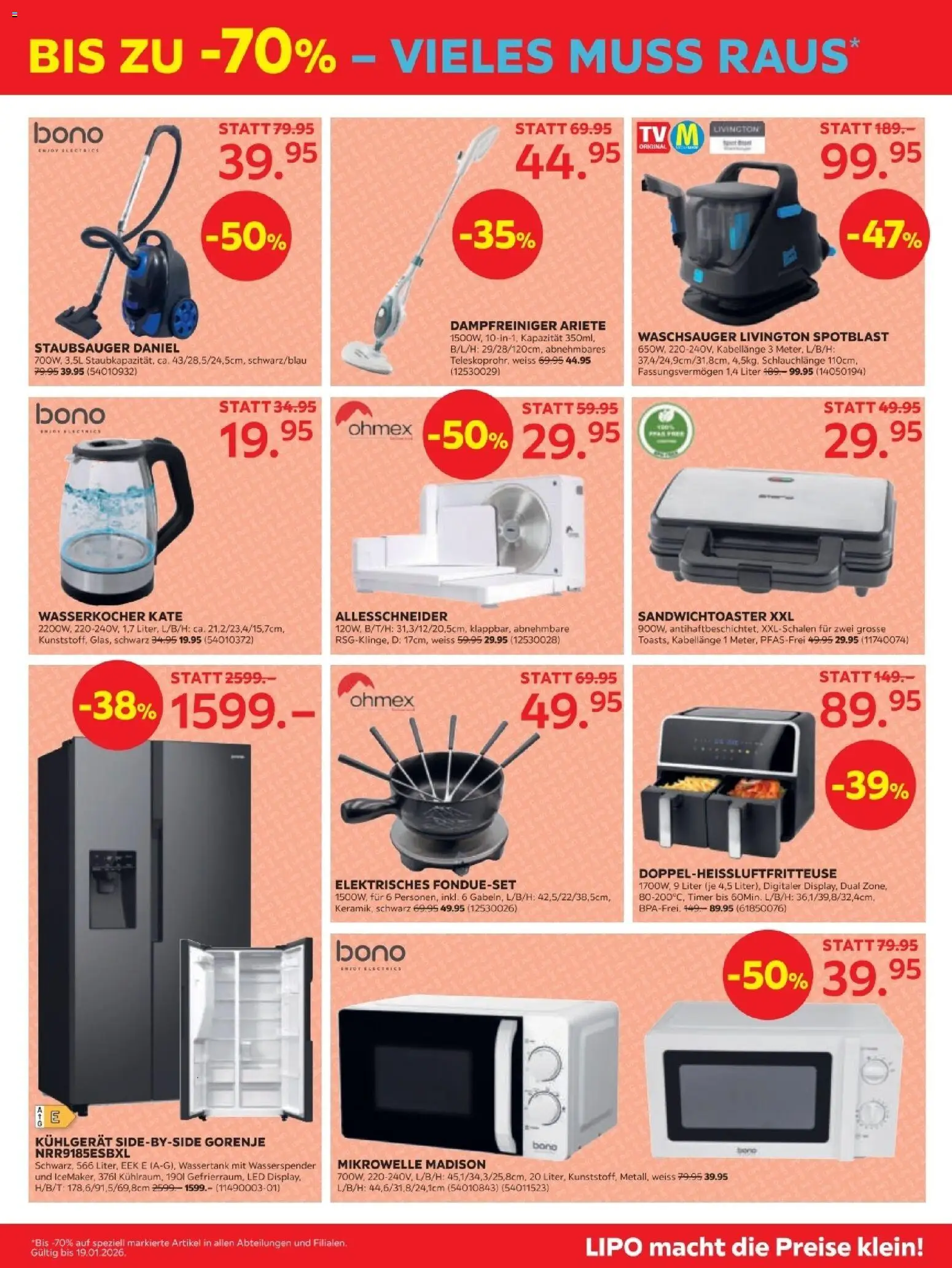 Lipo Aktionen – gültig ab 06.12.2025 | Seite: 11 | Produkte: Wasserkocher, Mikrowelle, Staubsauger, Allesschneider