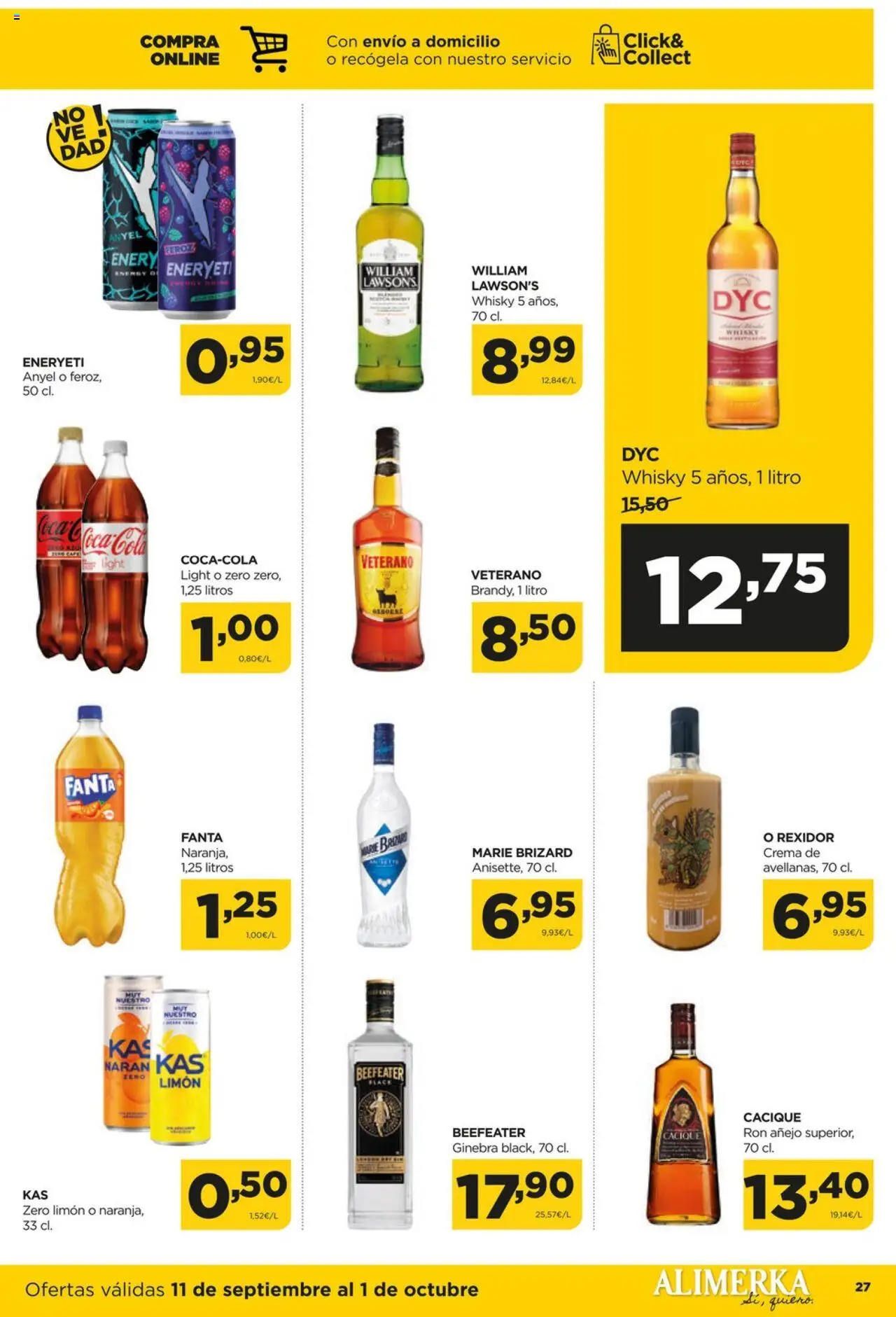Alimerka folleto Asturias │ válido desde el 11.09.2025 | Página: 27 | Productos: Ron, Ginebra, Crema, Whisky