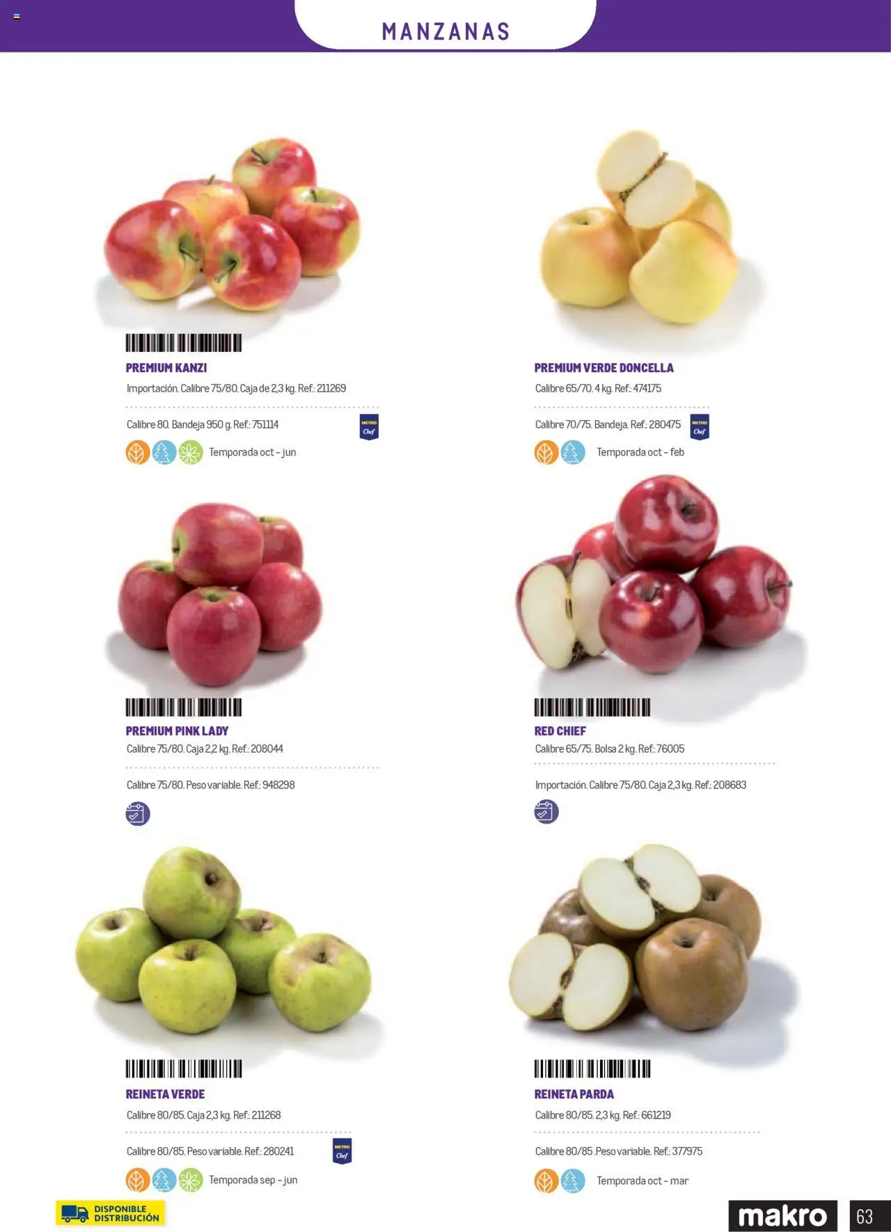 Makro catálogo │ válido desde el 01.01.2025 | Página: 63 | Productos: Manzanas, Bolsa, Peso, Caja