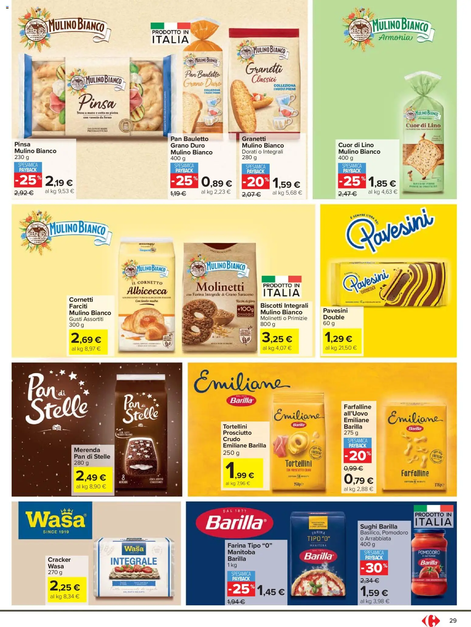 Volantino Carrefour del 24.03.2026 | Pagina: 29 | Prodotti: Biscotti, Pomodoro, Prosciutto, Farina