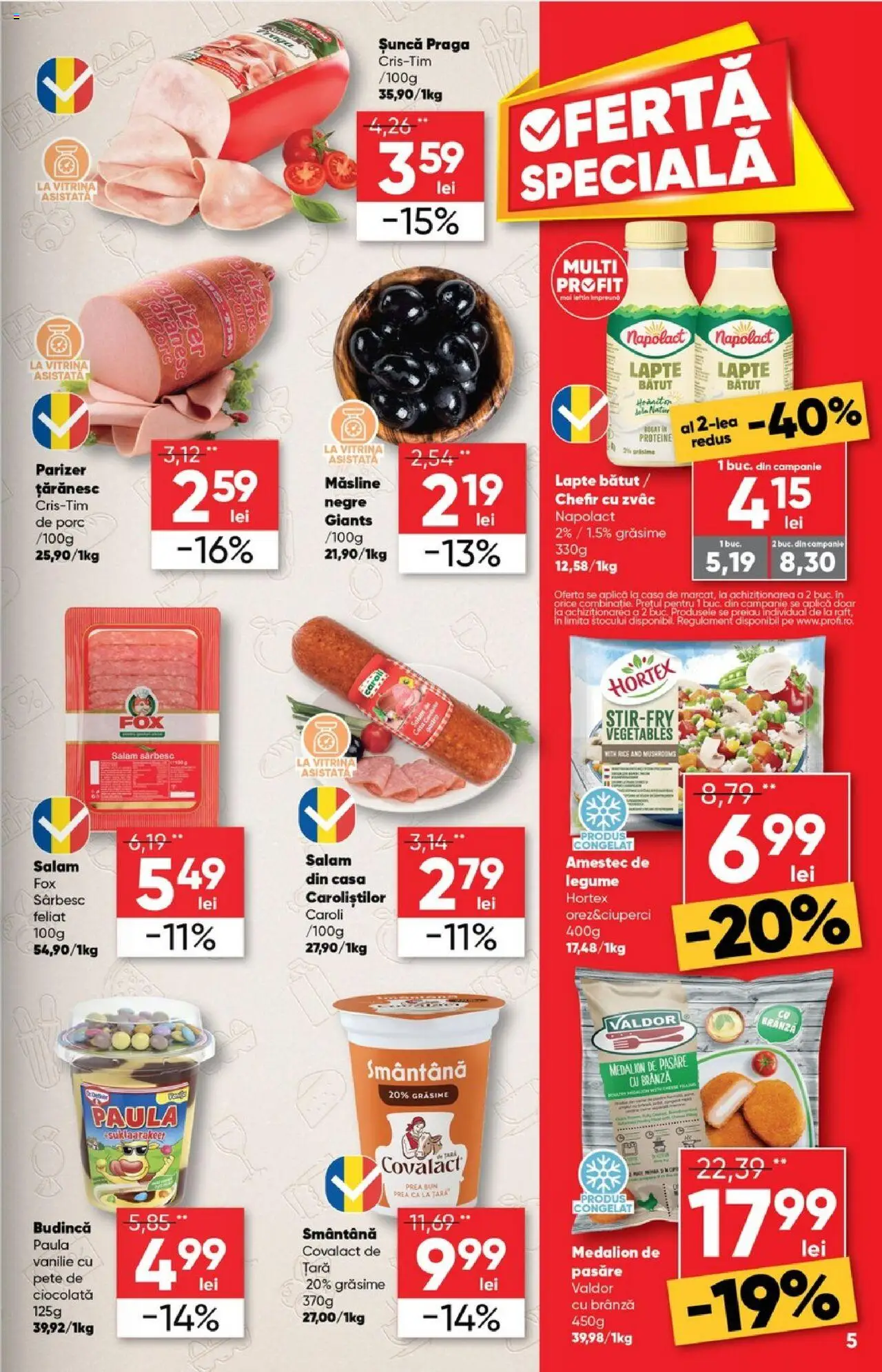Noul catalog Profi – valabil de la 17.09.2025 | Pagină: 5 | Produse: Măsline, Brânză, Șuncă, Legume